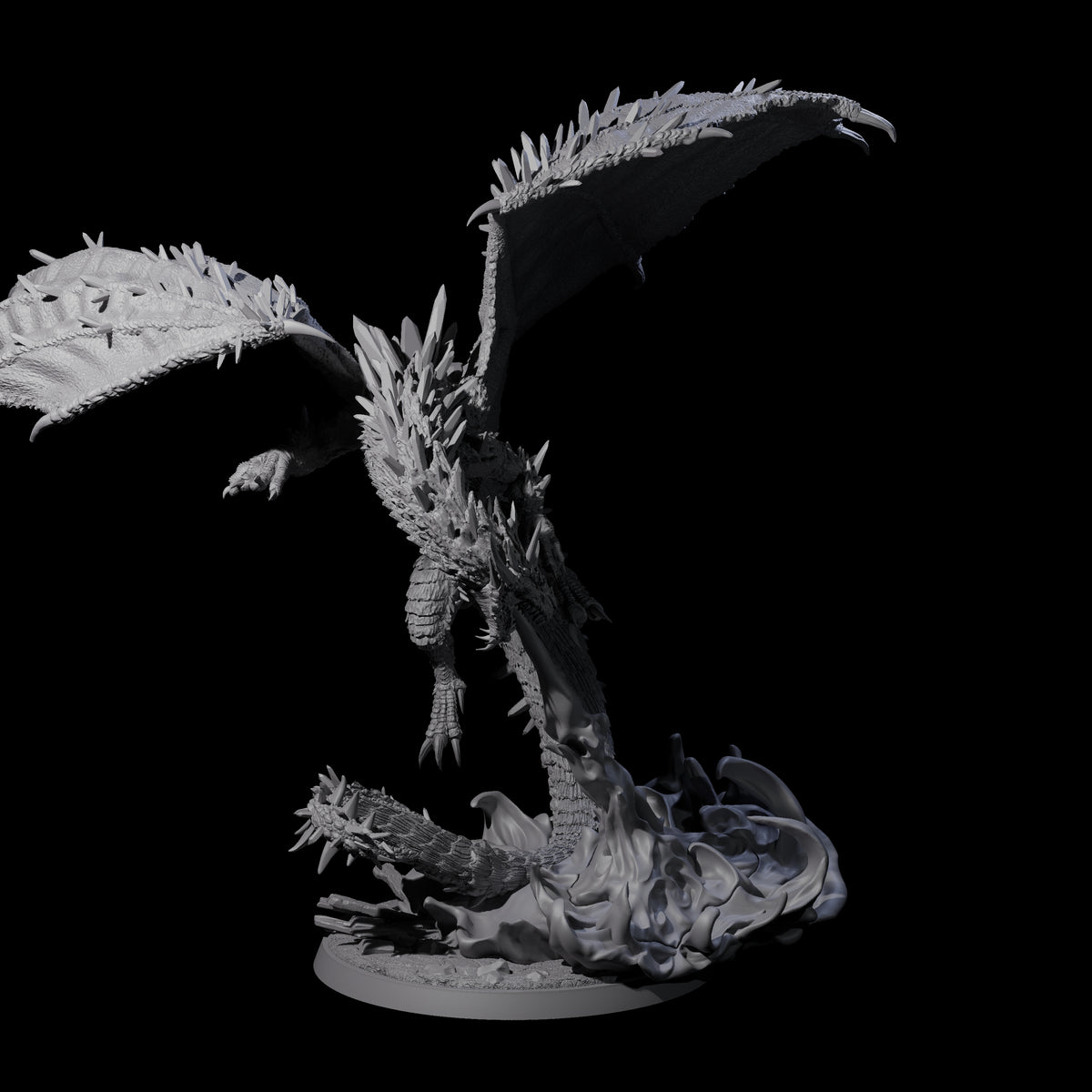 Flaming Crystal Dragon Miniature for Dungeons and Dragons, Pathfinder or other TTRPGs