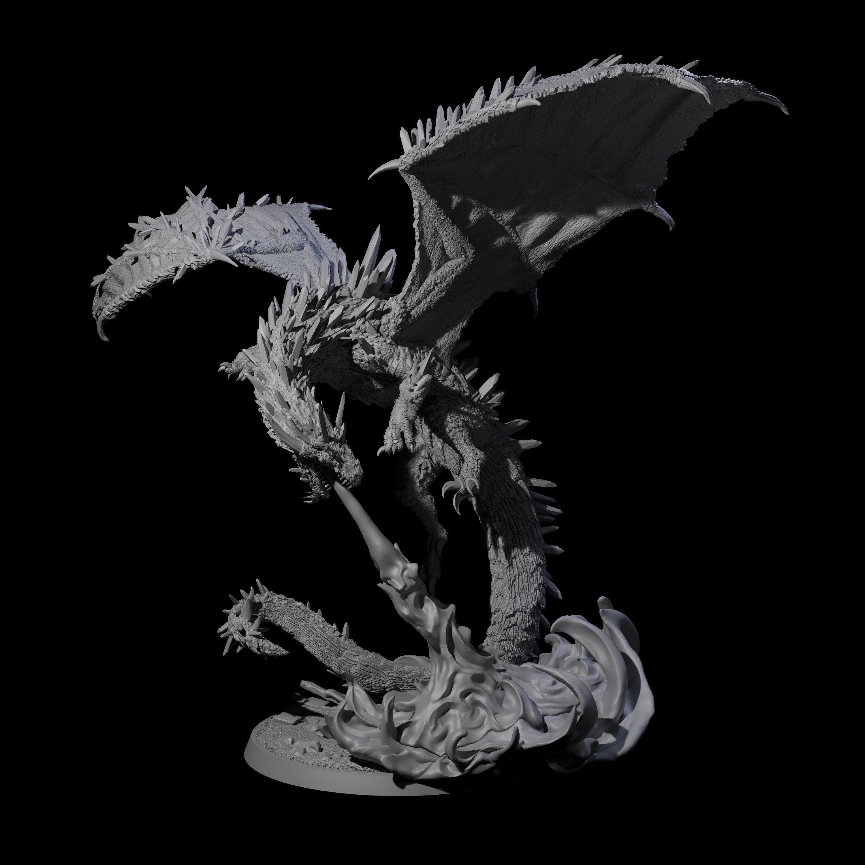 Flaming Crystal Dragon Miniature for Dungeons and Dragons, Pathfinder or other TTRPGs