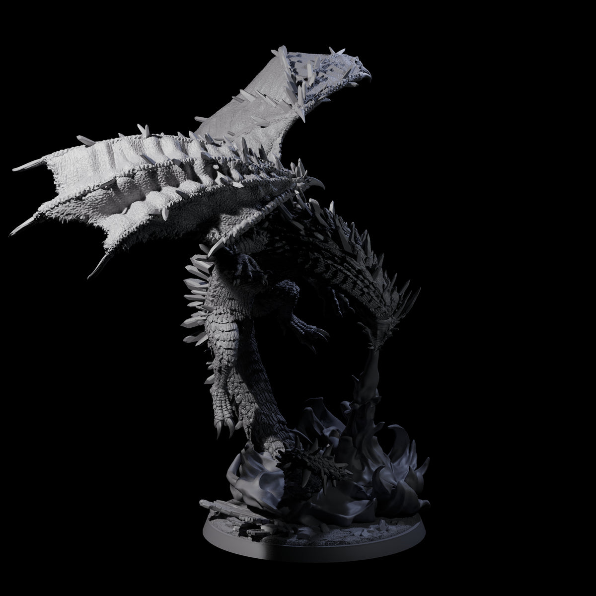 Flaming Crystal Dragon Miniature for Dungeons and Dragons, Pathfinder or other TTRPGs