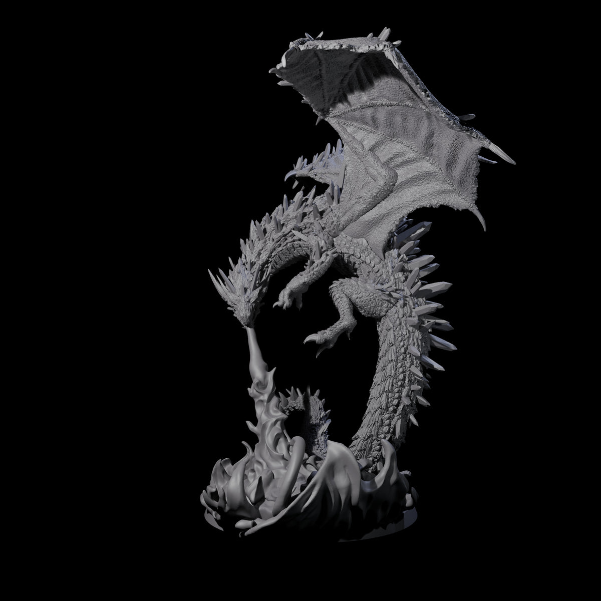 Flaming Crystal Dragon Miniature for Dungeons and Dragons, Pathfinder or other TTRPGs