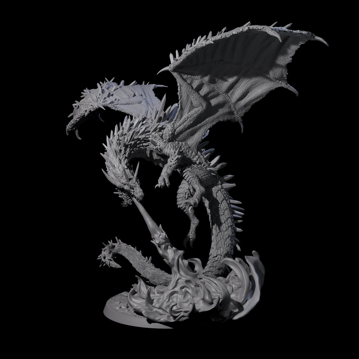 Flaming Crystal Dragon Miniature for Dungeons and Dragons, Pathfinder or other TTRPGs