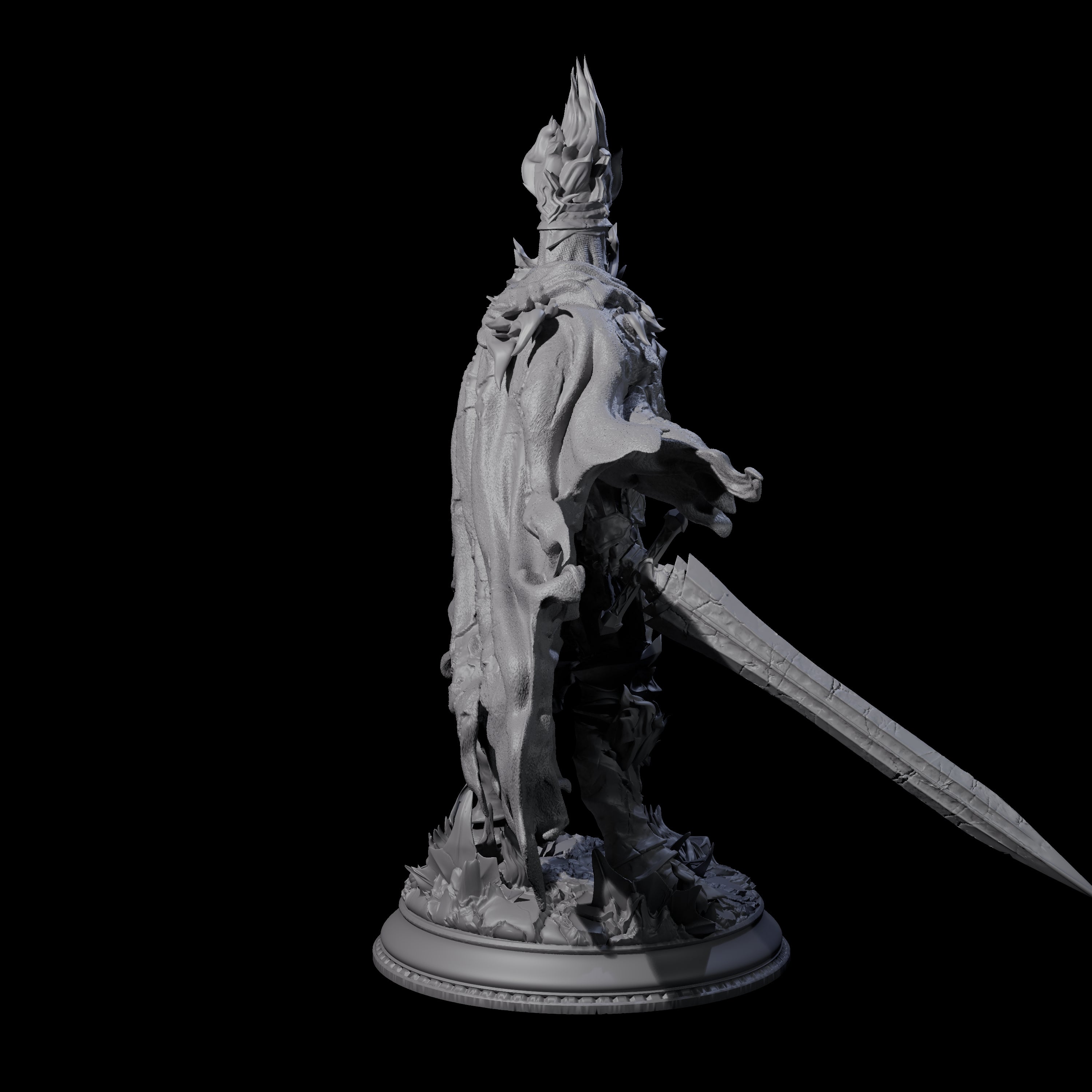 Flaming Death Knight Miniature for Dungeons and Dragons, Pathfinder or other TTRPGs