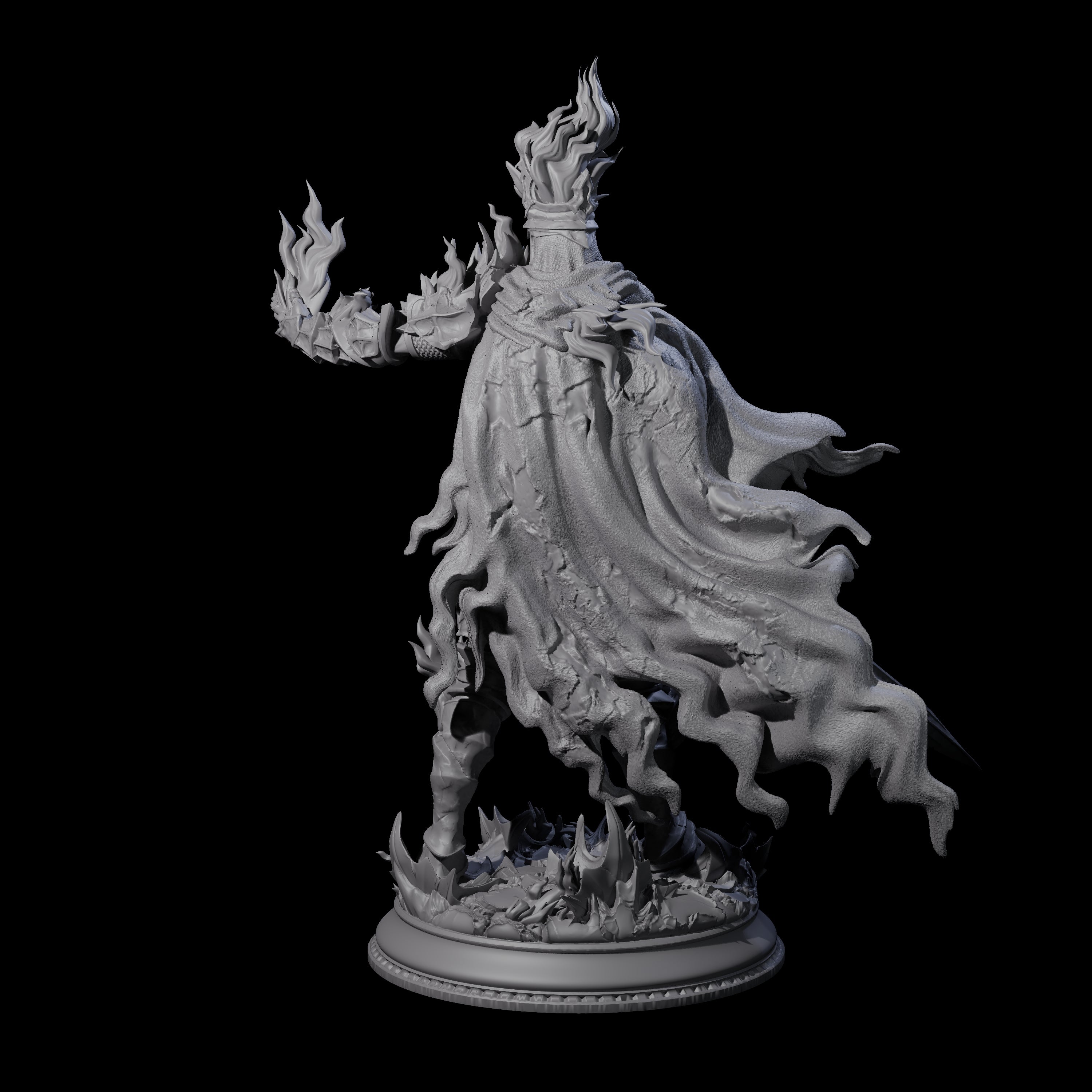 Flaming Death Knight Miniature for Dungeons and Dragons, Pathfinder or other TTRPGs