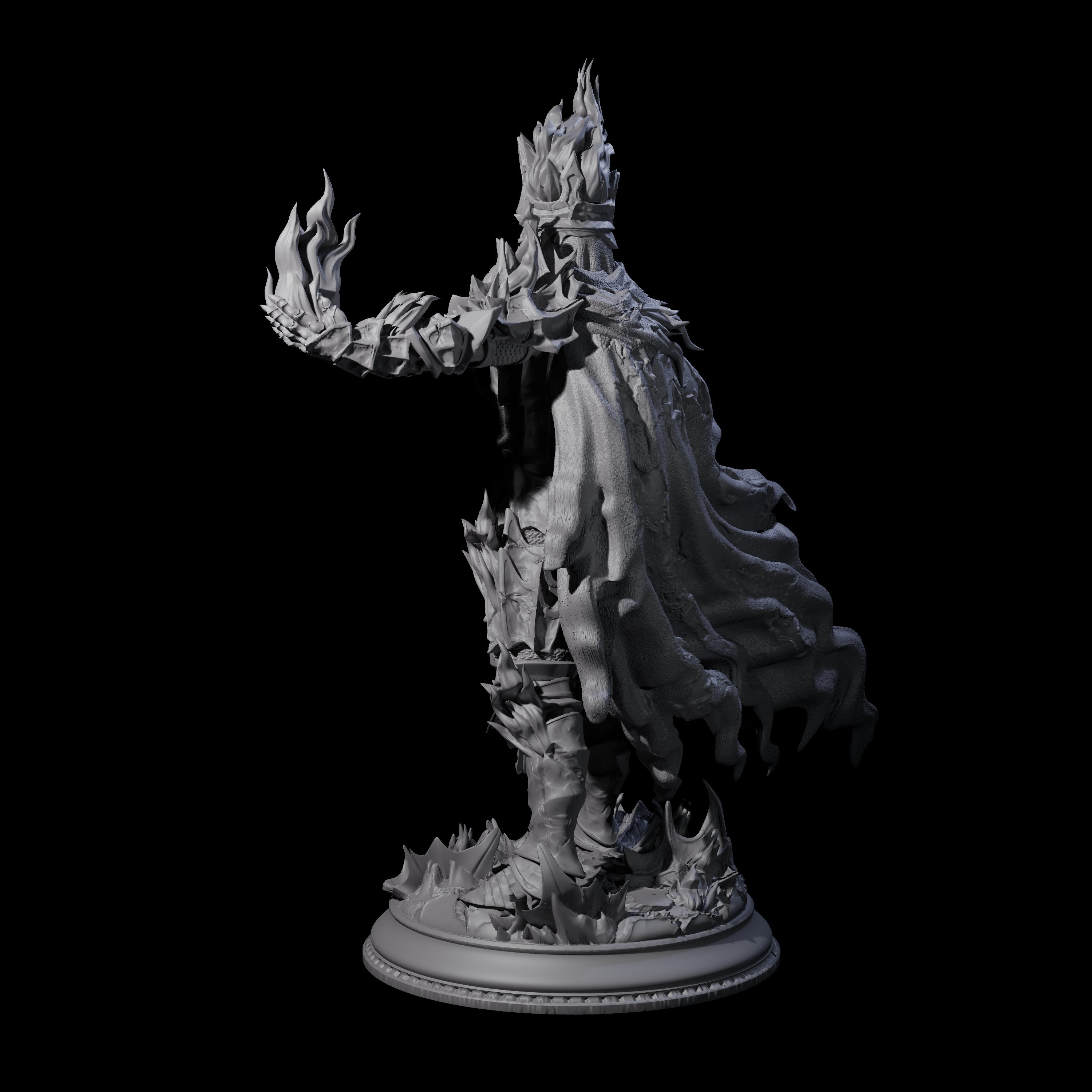 Flaming Death Knight Miniature for Dungeons and Dragons, Pathfinder or other TTRPGs