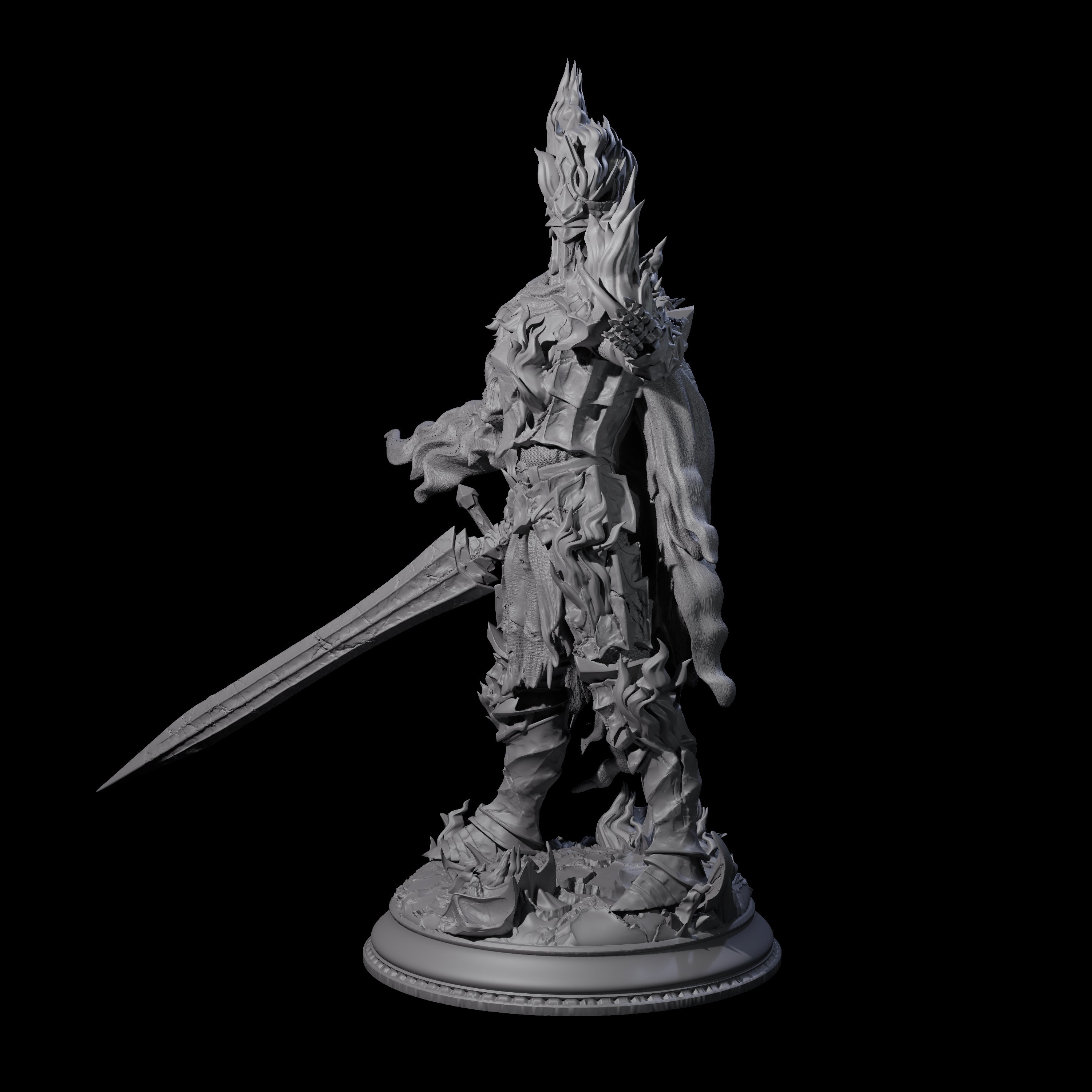 Flaming Death Knight Miniature for Dungeons and Dragons, Pathfinder or other TTRPGs