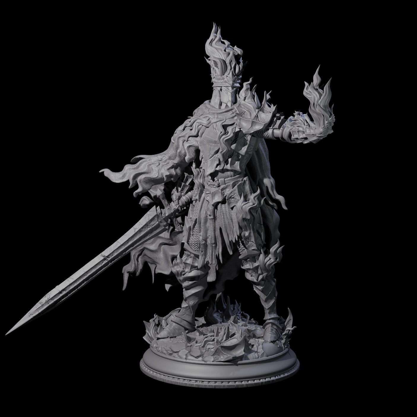 Flaming Death Knight Miniature for Dungeons and Dragons, Pathfinder or other TTRPGs