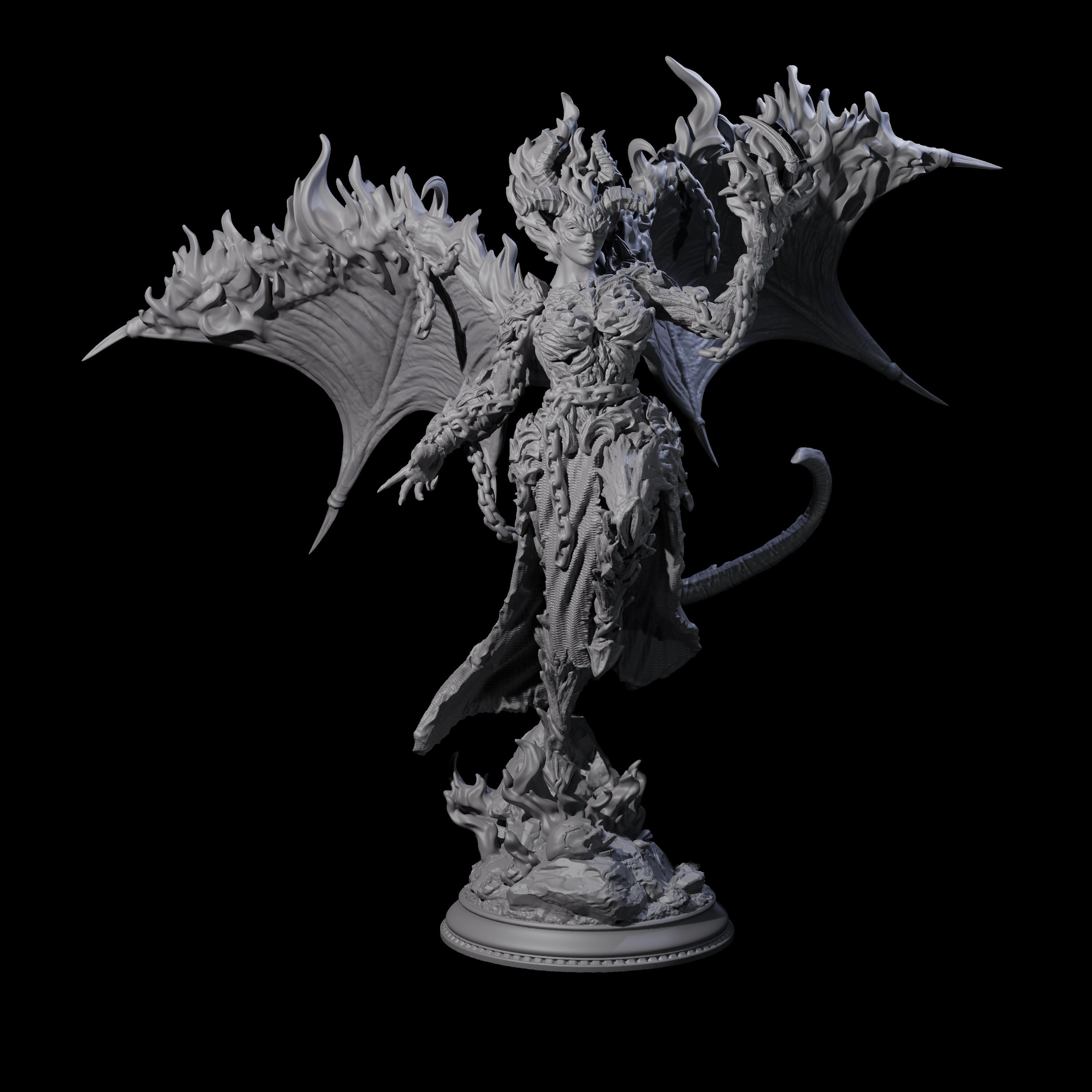 Flaming Erinys Miniature for Dungeons and Dragons, Pathfinder or other TTRPGs