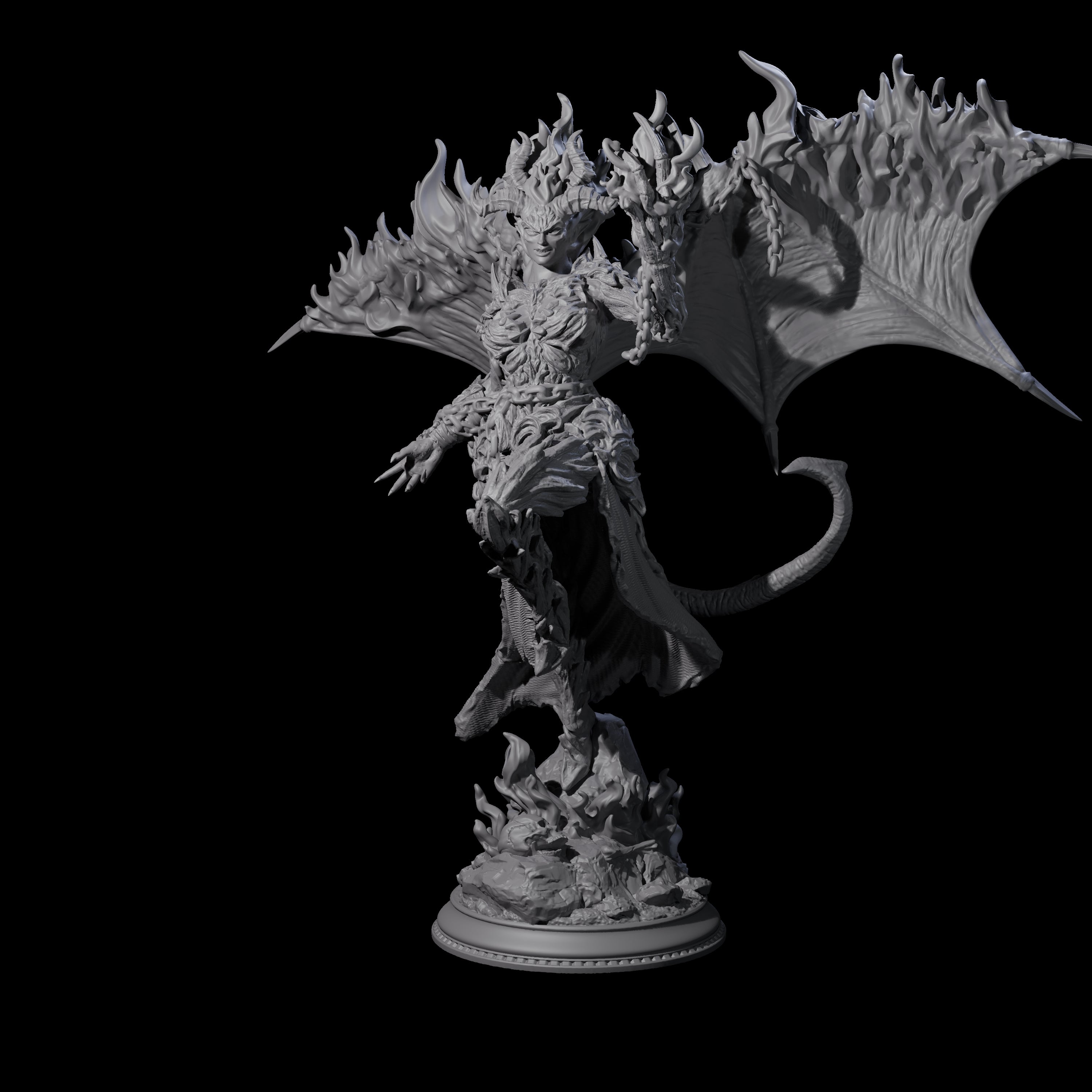 Flaming Erinys Miniature for Dungeons and Dragons, Pathfinder or other TTRPGs