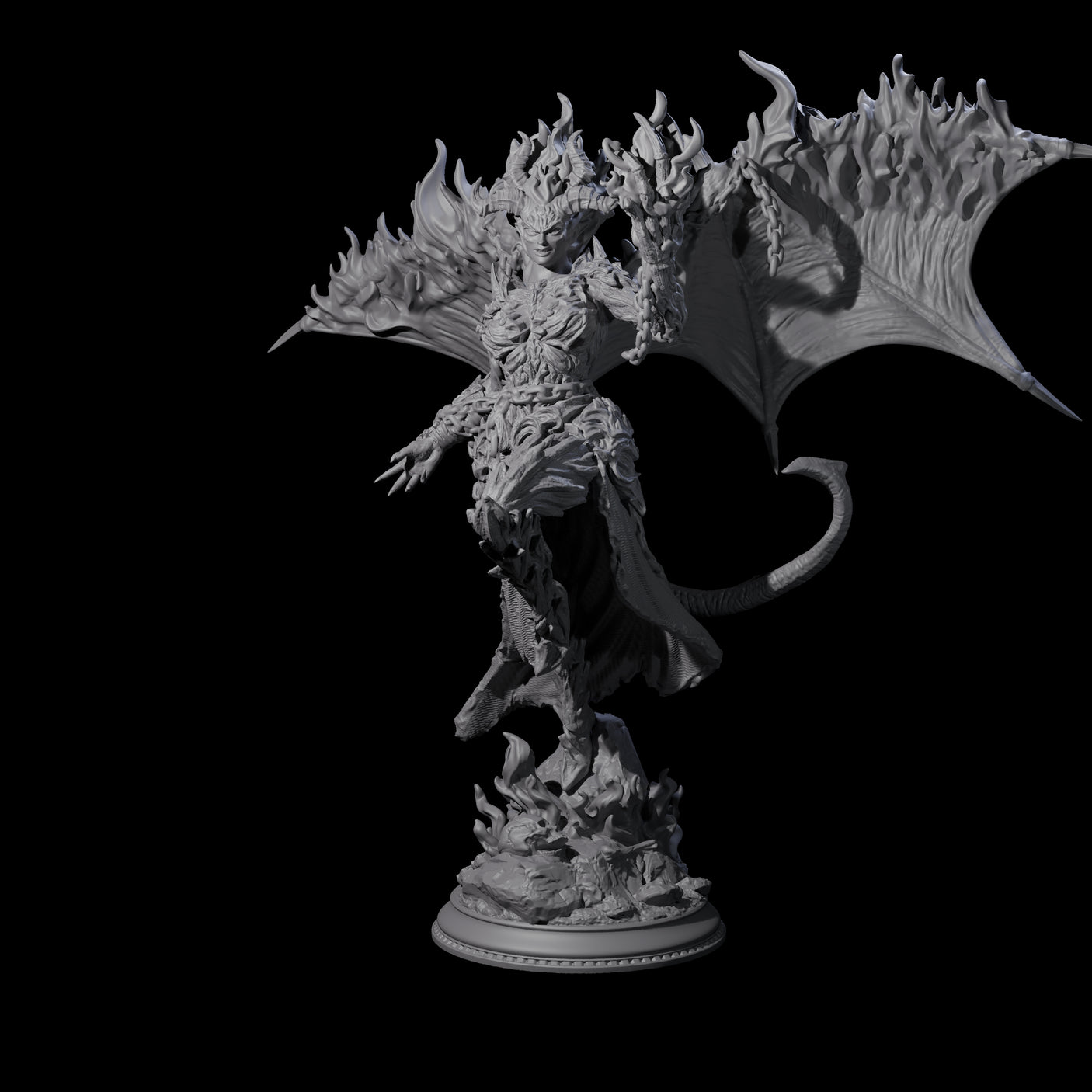Flaming Erinys Miniature for Dungeons and Dragons, Pathfinder or other TTRPGs