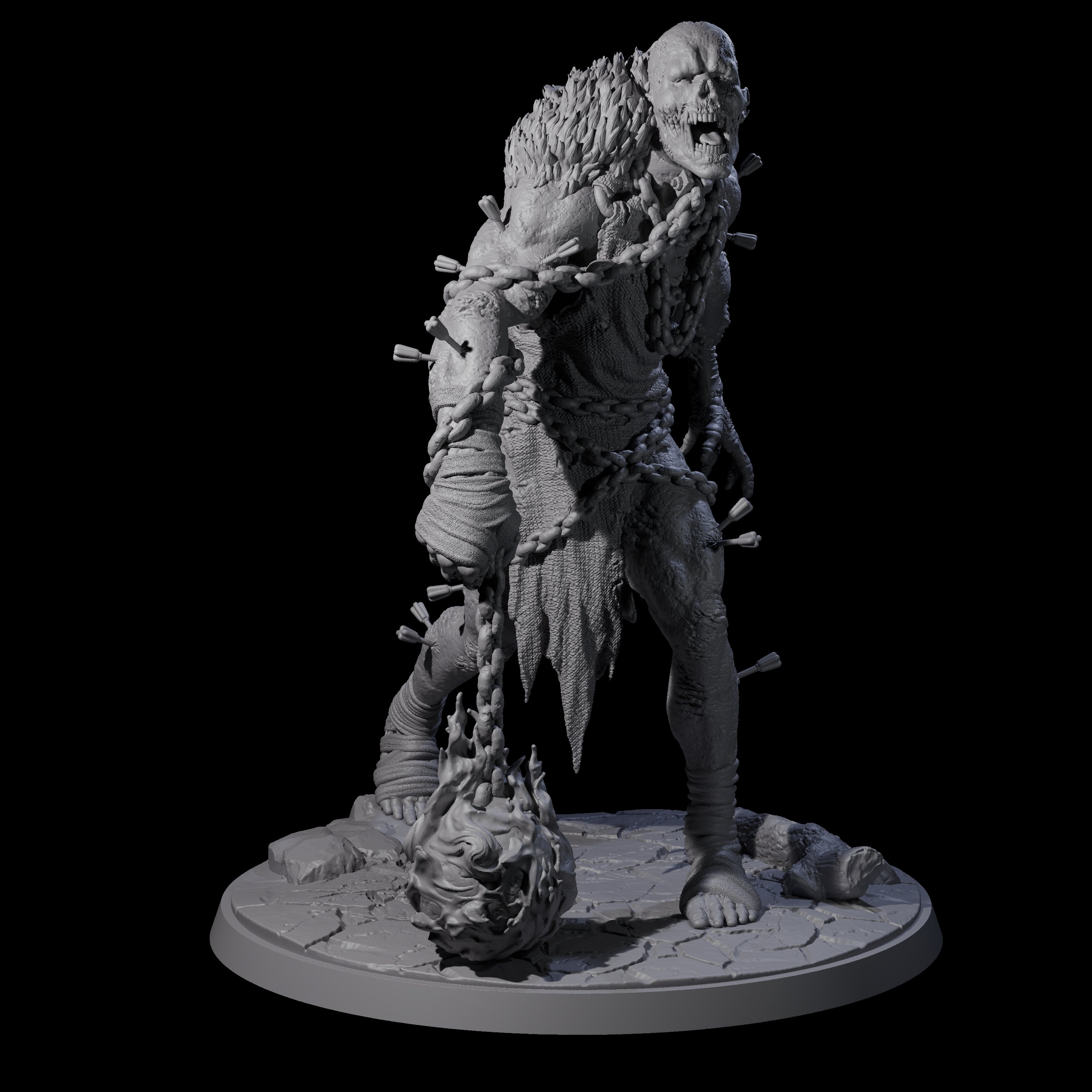 Flaming Mace Undead Giant Miniature for Dungeons and Dragons, Pathfinder or other TTRPGs