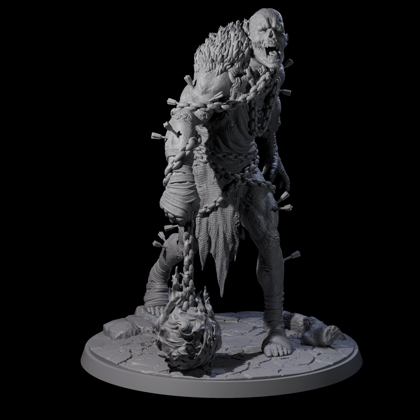 Flaming Mace Undead Giant Miniature for Dungeons and Dragons, Pathfinder or other TTRPGs