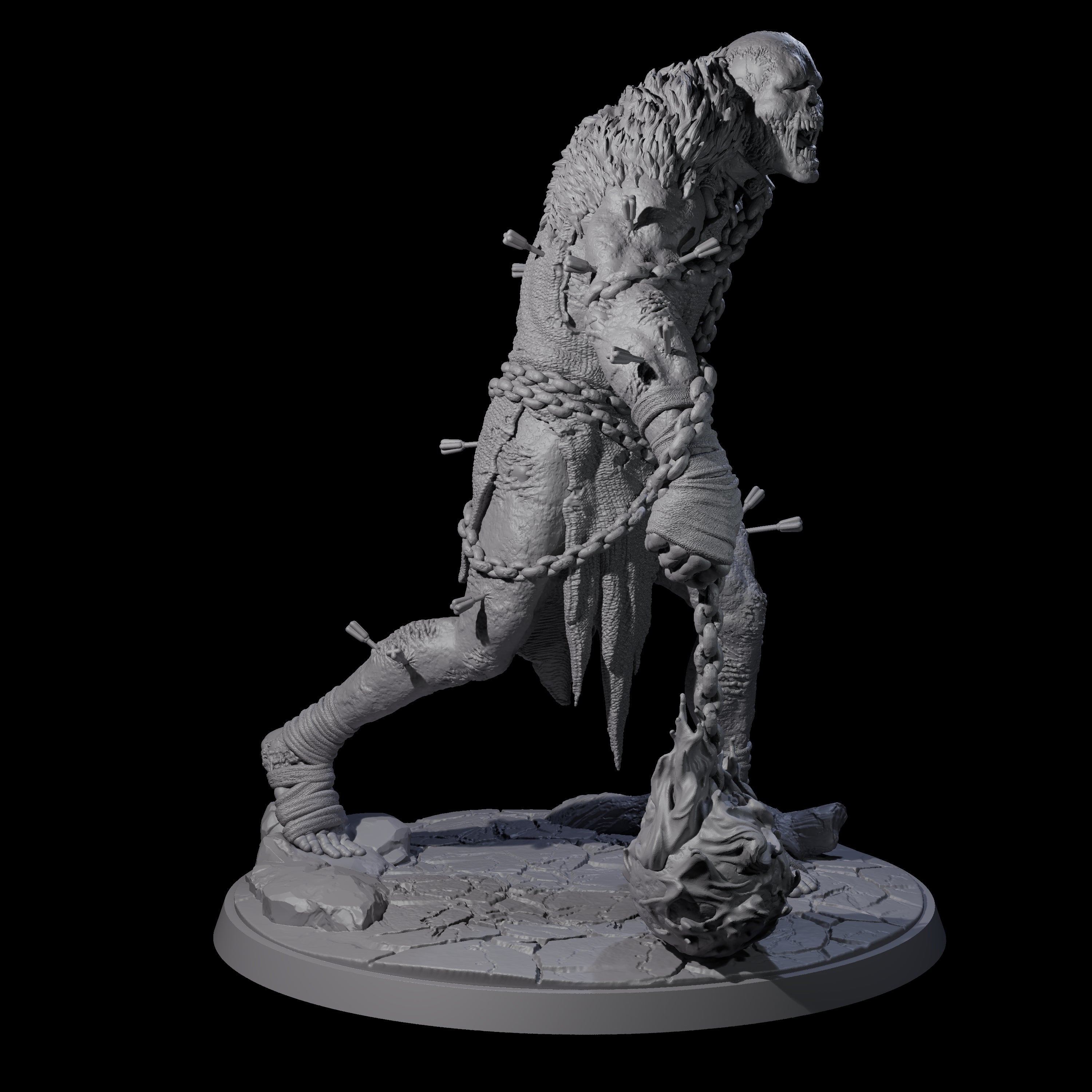 Flaming Mace Undead Giant Miniature for Dungeons and Dragons, Pathfinder or other TTRPGs
