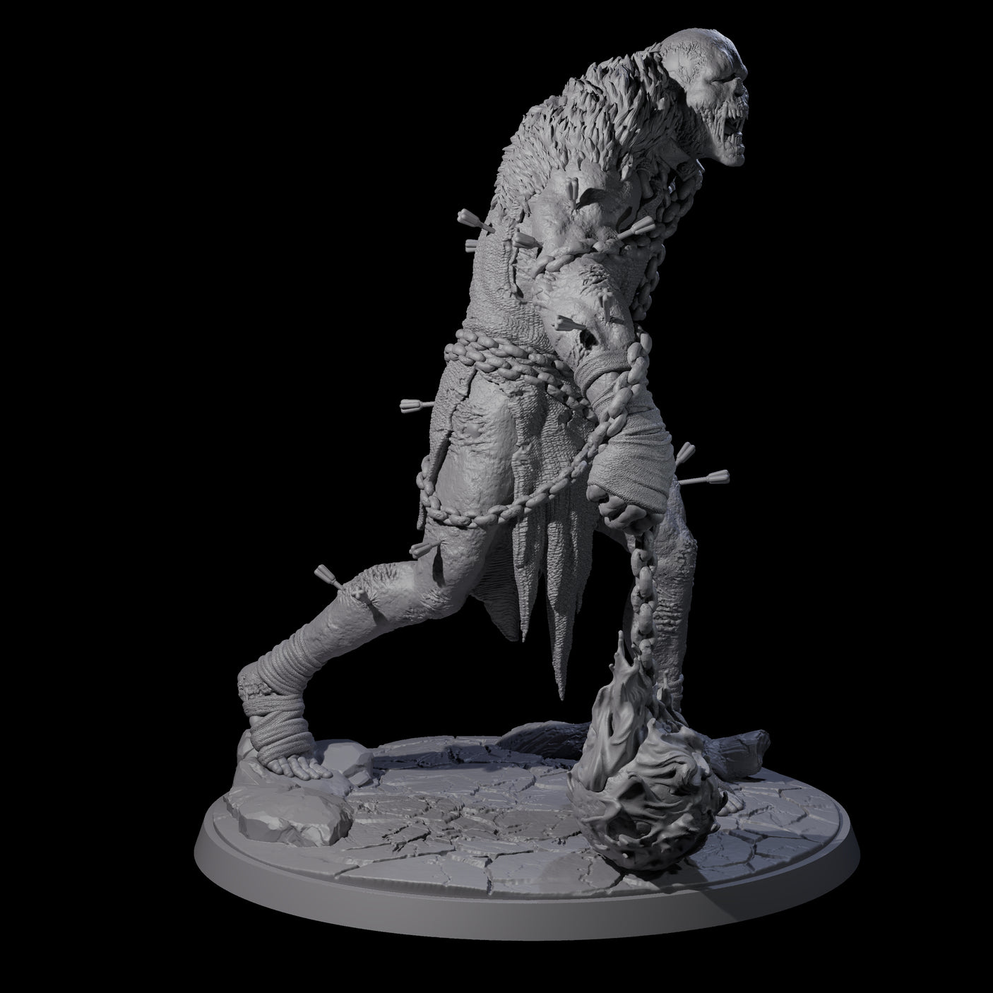 Flaming Mace Undead Giant Miniature for Dungeons and Dragons, Pathfinder or other TTRPGs