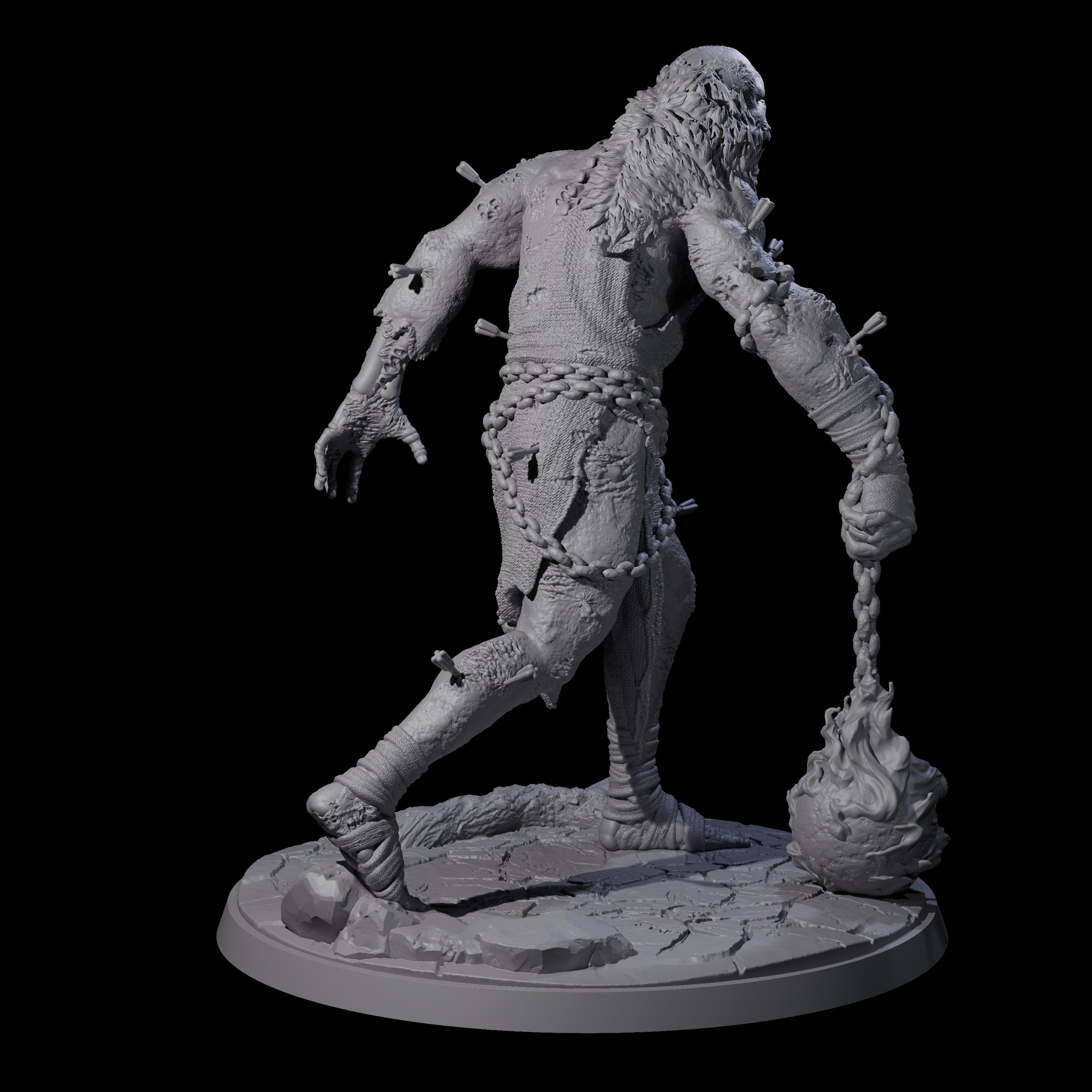 Flaming Mace Undead Giant Miniature for Dungeons and Dragons, Pathfinder or other TTRPGs
