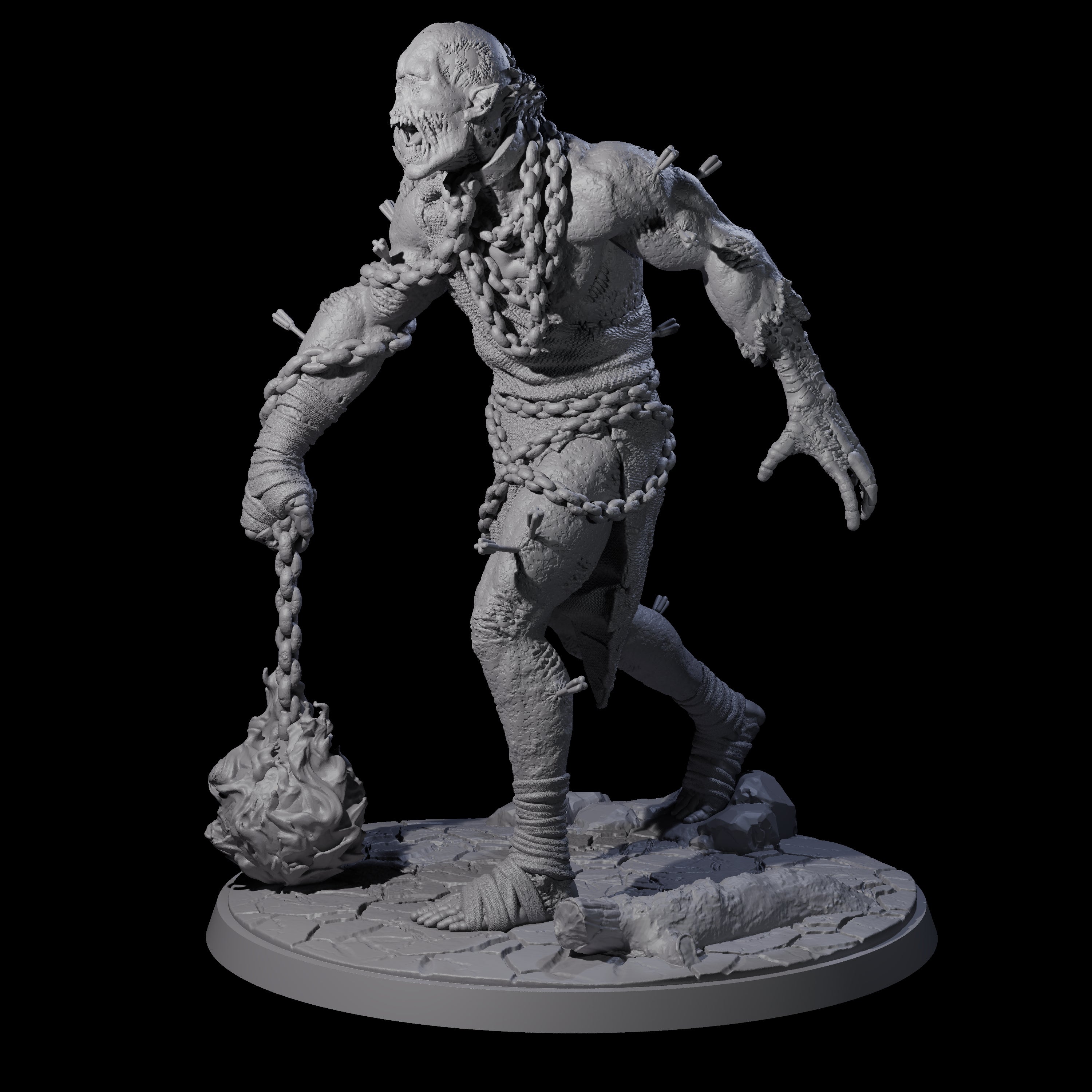 Flaming Mace Undead Giant Miniature for Dungeons and Dragons, Pathfinder or other TTRPGs