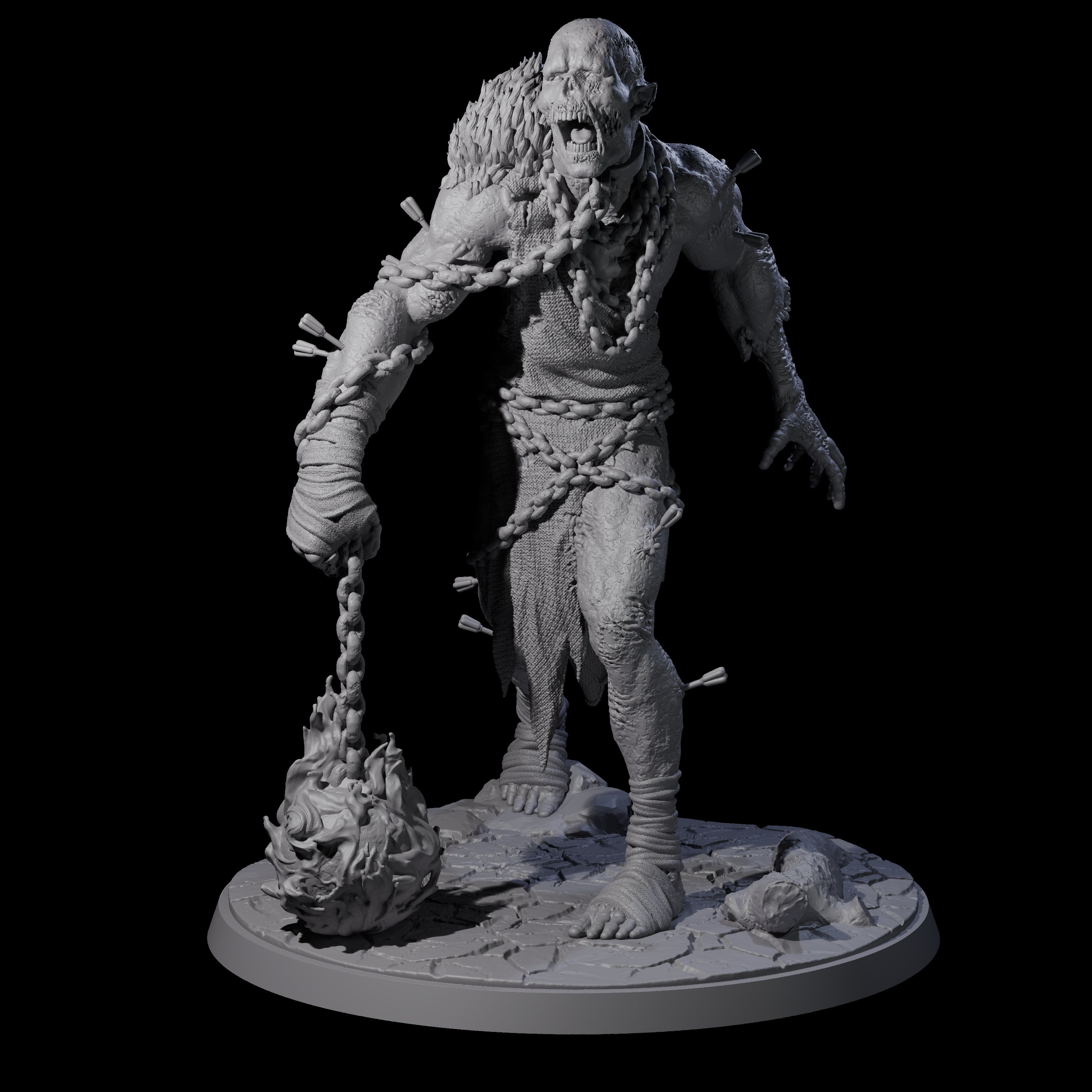 Flaming Mace Undead Giant Miniature for Dungeons and Dragons, Pathfinder or other TTRPGs