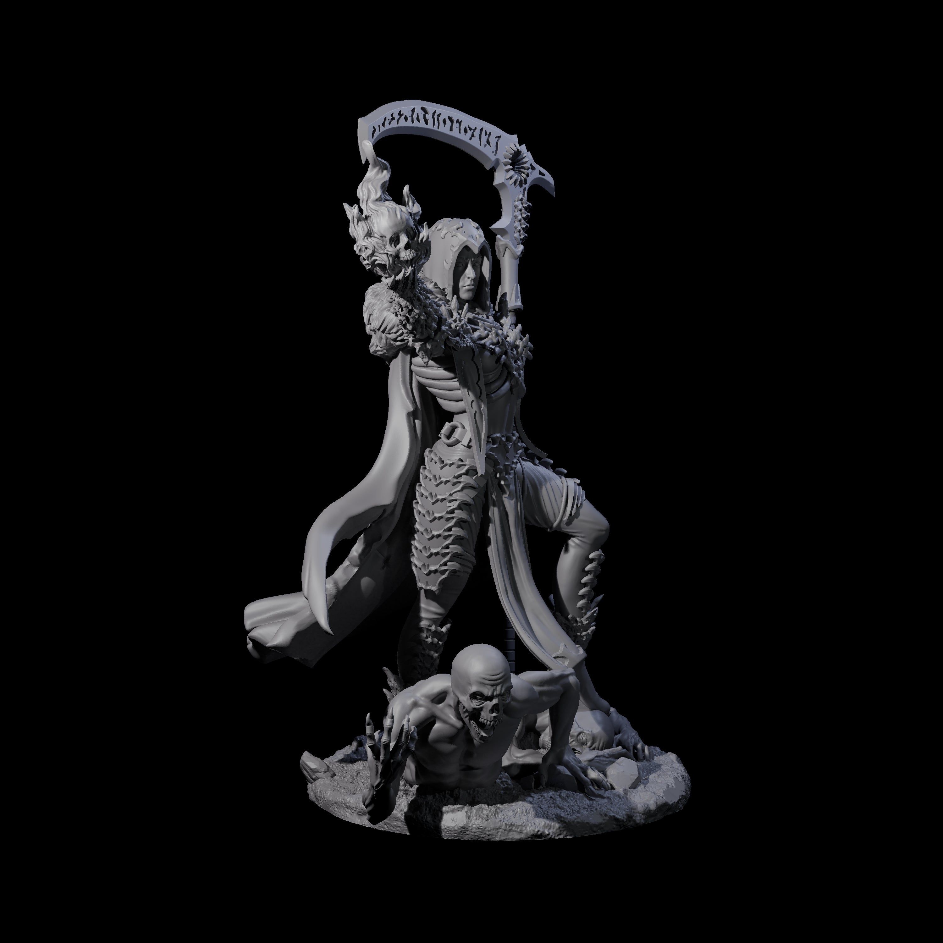 Flaming Necromancer Miniature for Dungeons and Dragons, Pathfinder or other TTRPGs