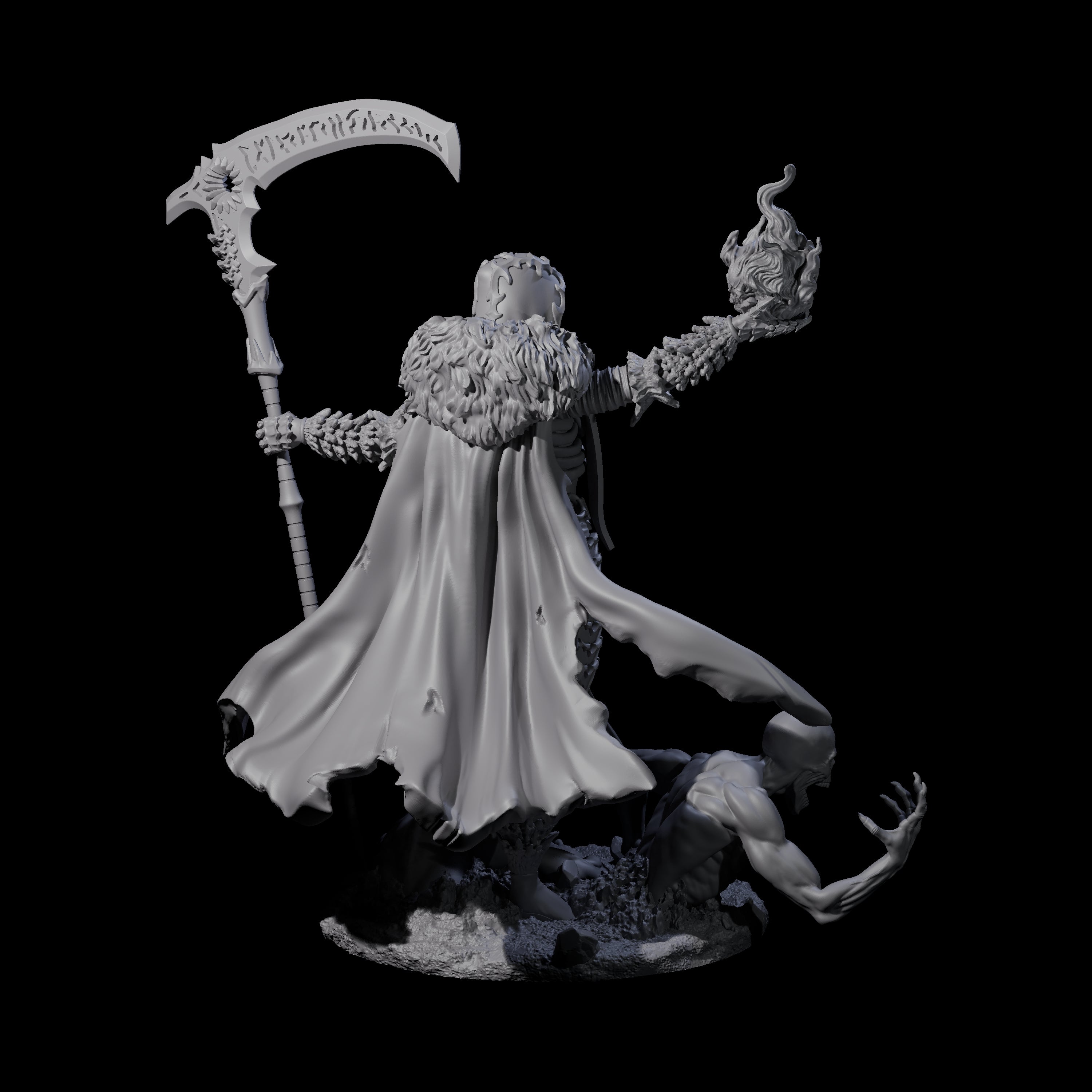 Flaming Necromancer Miniature for Dungeons and Dragons, Pathfinder or other TTRPGs