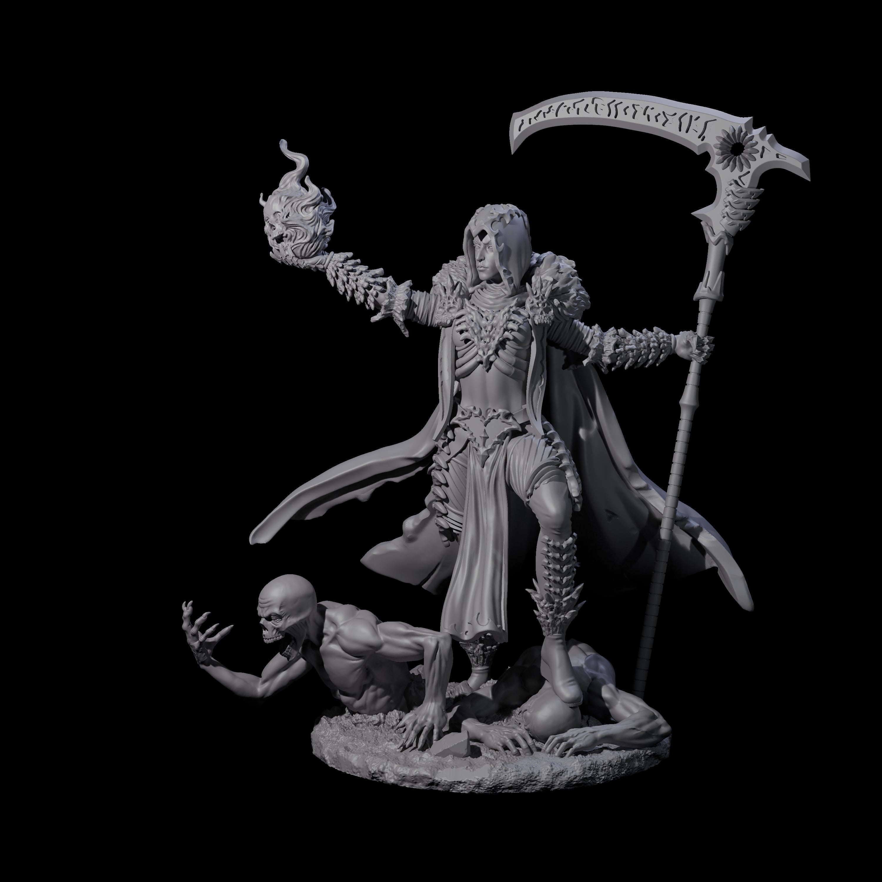 Flaming Necromancer Miniature for Dungeons and Dragons, Pathfinder or other TTRPGs