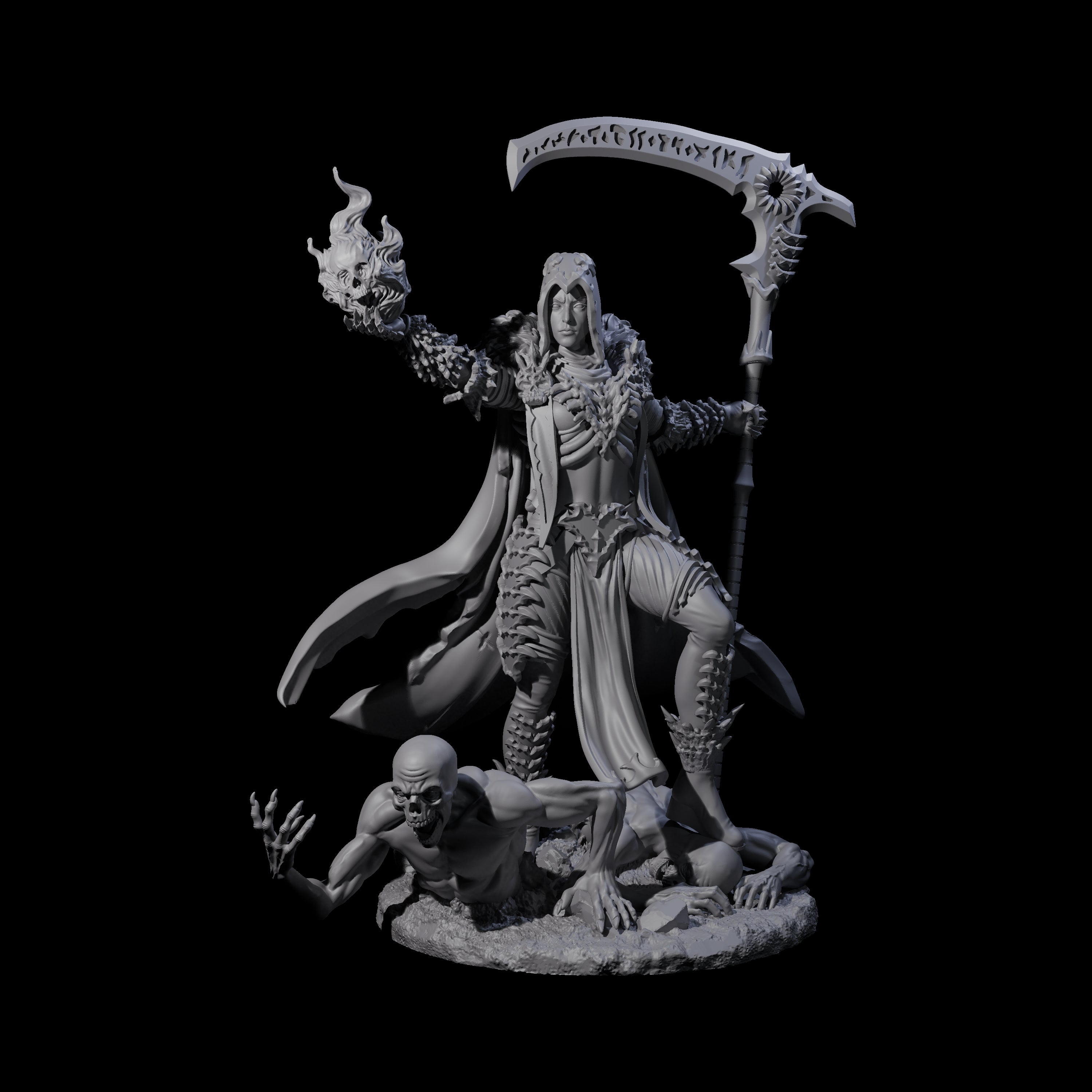 Flaming Necromancer Miniature for Dungeons and Dragons, Pathfinder or other TTRPGs