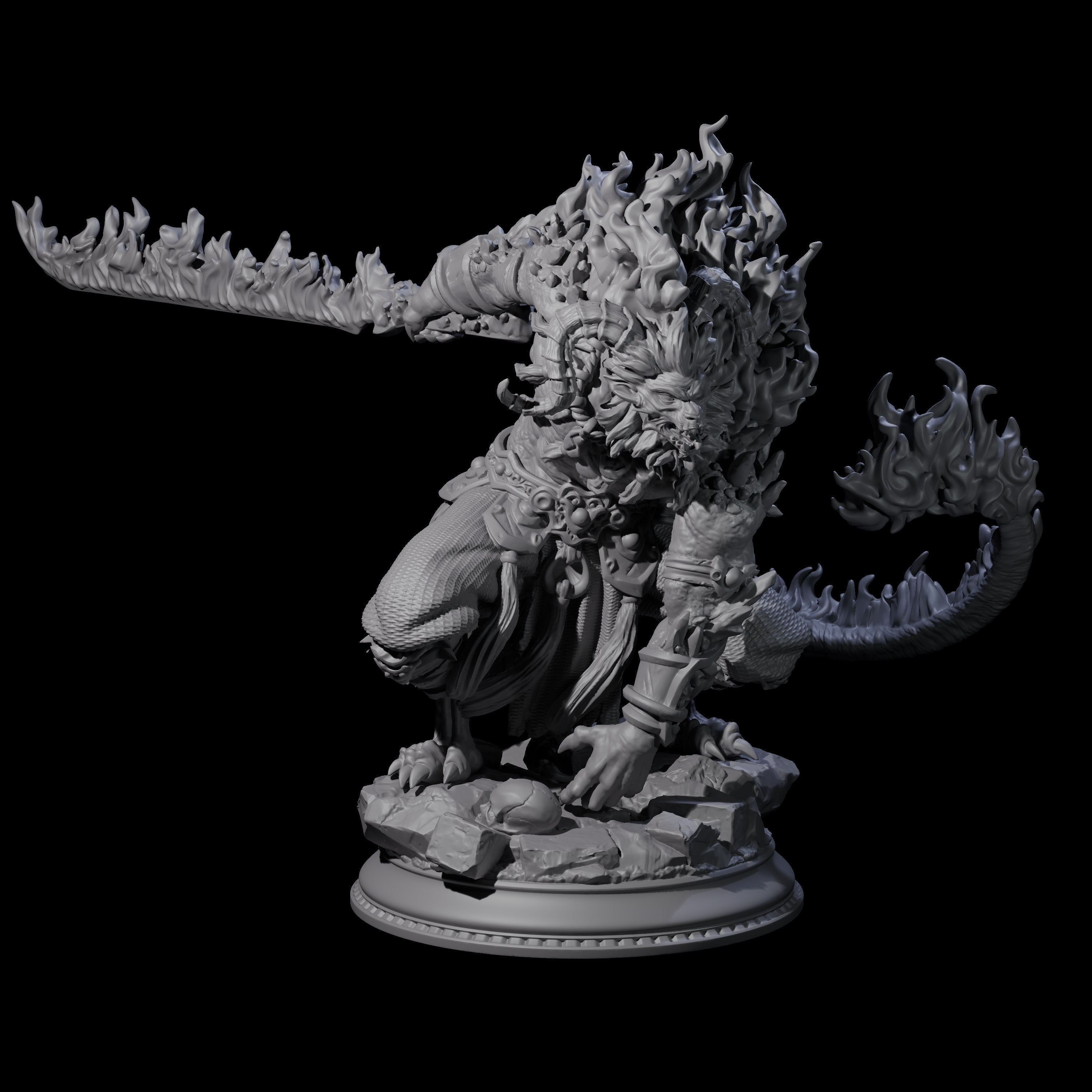 Flaming Rakshasa Miniature for Dungeons and Dragons, Pathfinder or other TTRPGs