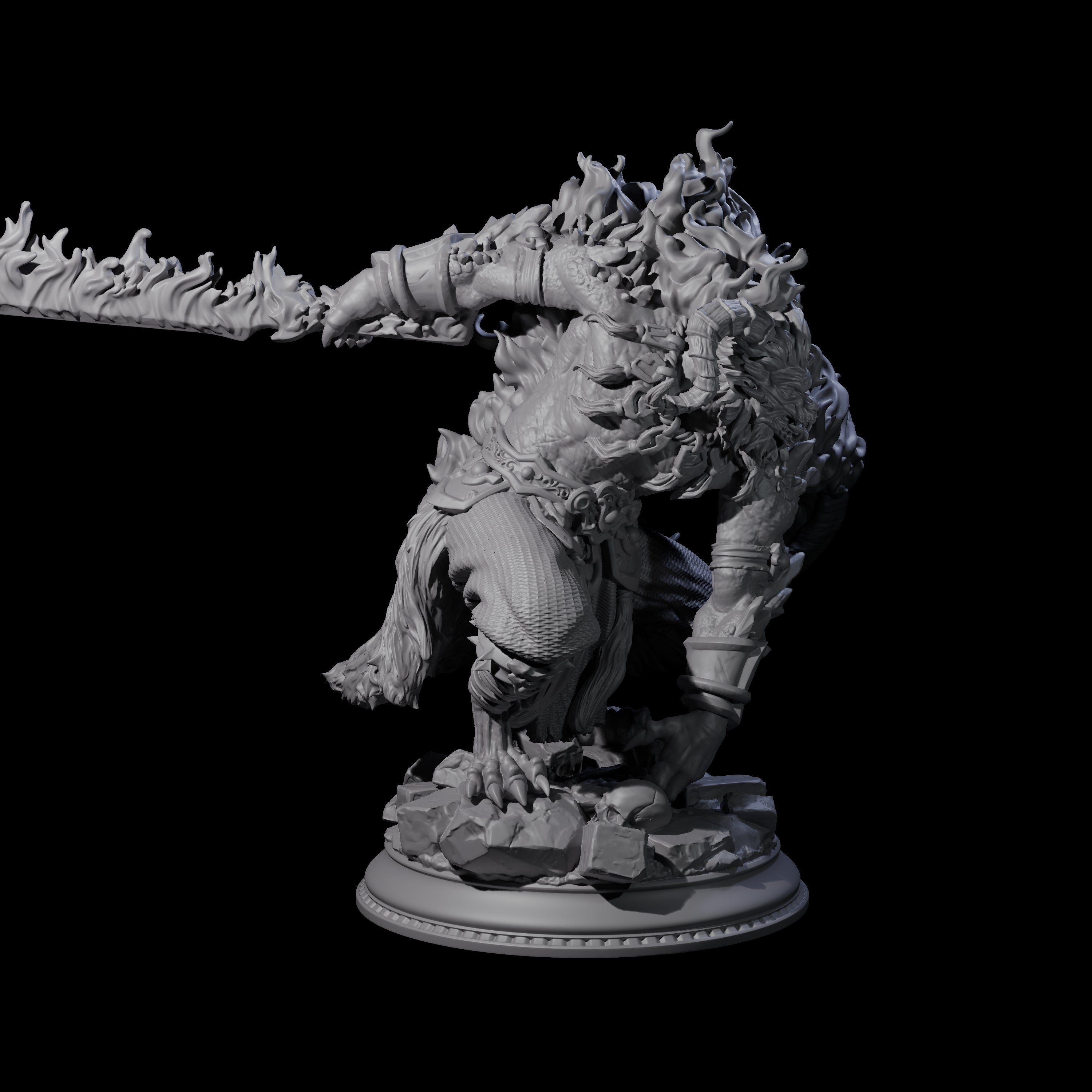 Flaming Rakshasa Miniature for Dungeons and Dragons, Pathfinder or other TTRPGs