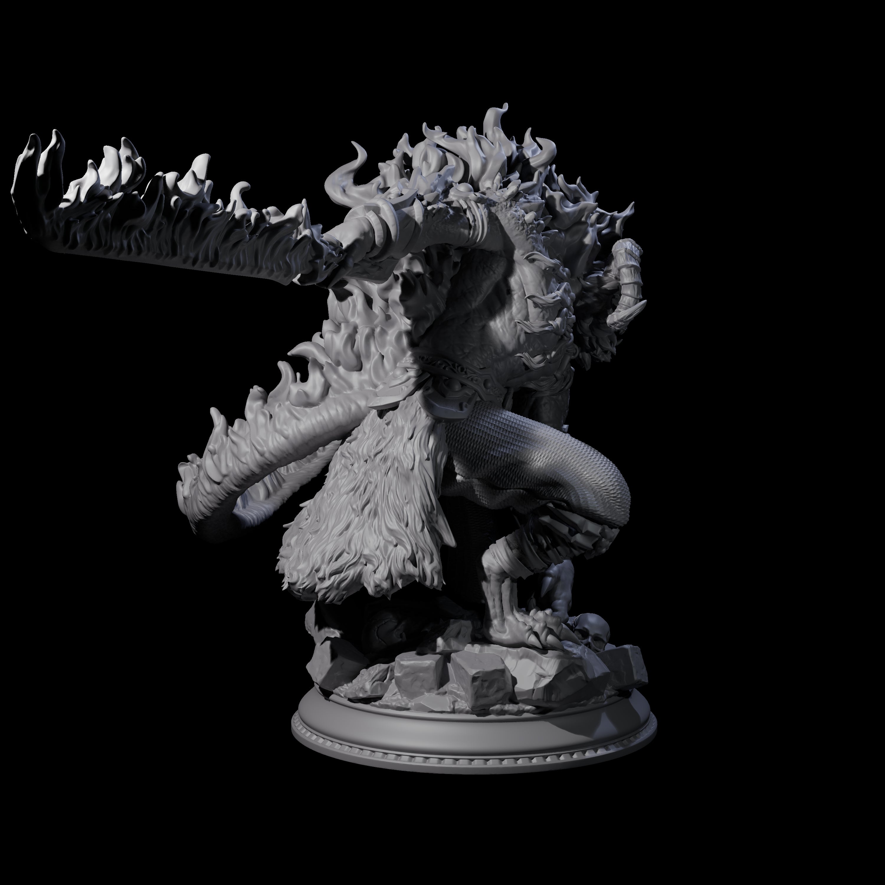 Flaming Rakshasa Miniature for Dungeons and Dragons, Pathfinder or other TTRPGs