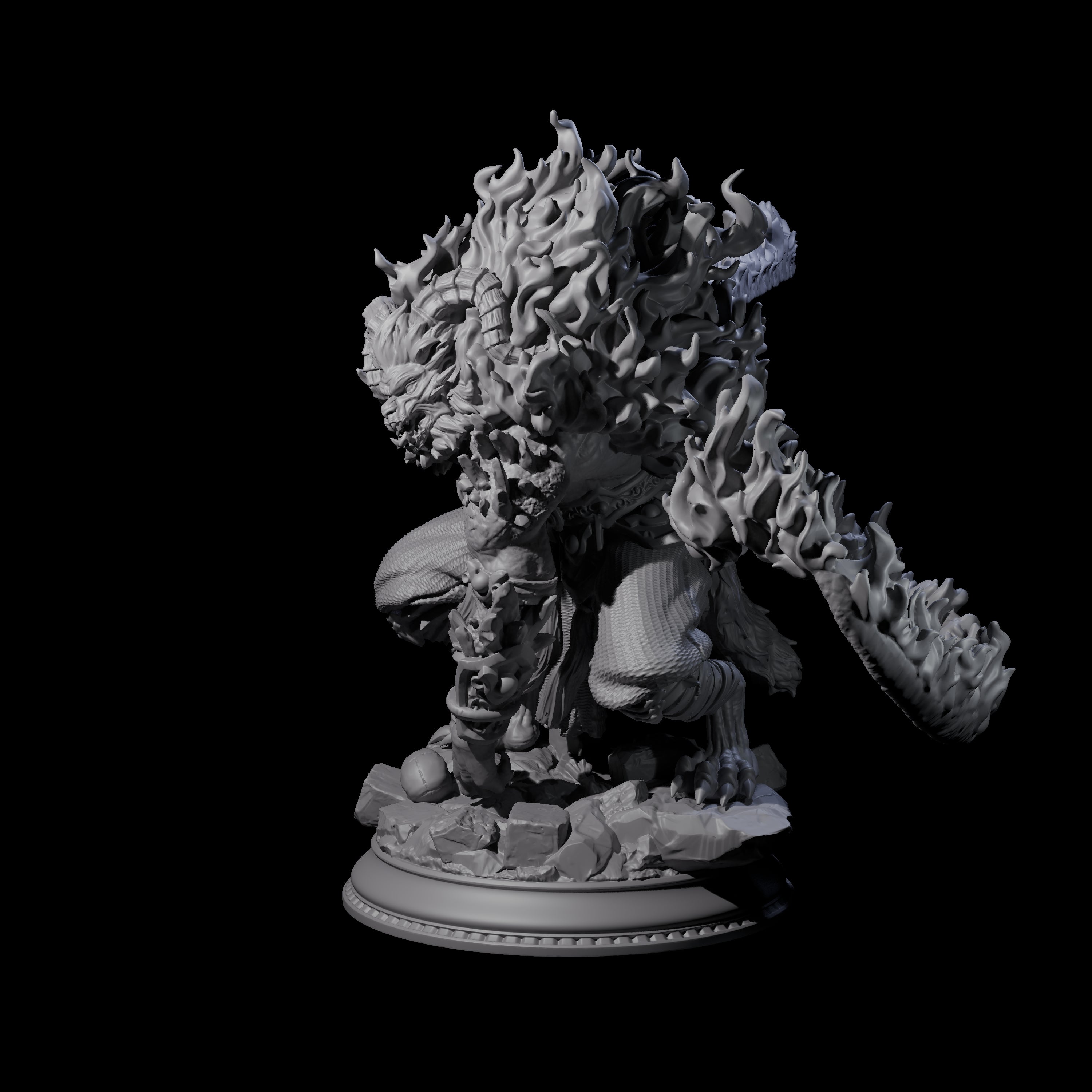 Flaming Rakshasa Miniature for Dungeons and Dragons, Pathfinder or other TTRPGs