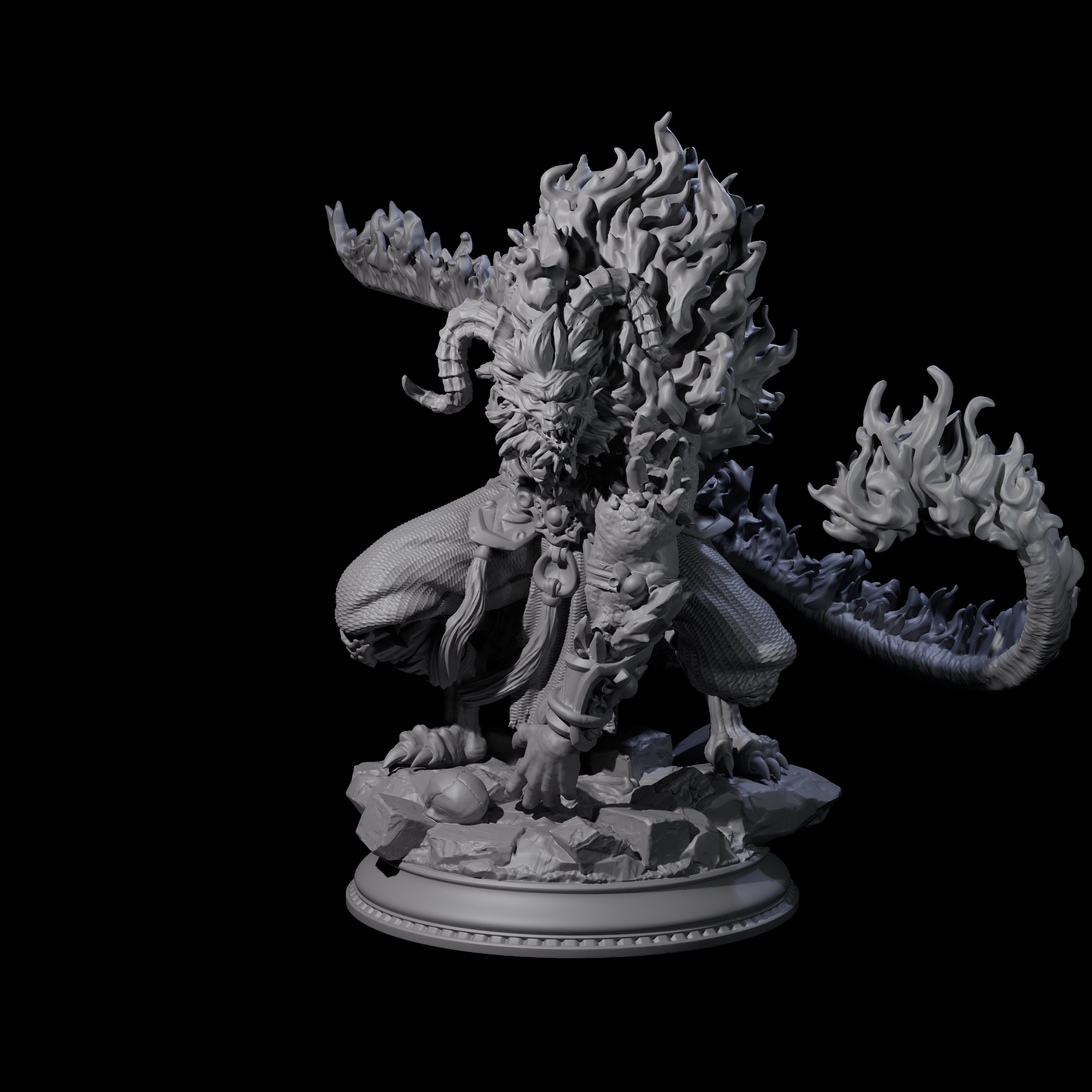 Flaming Rakshasa Miniature for Dungeons and Dragons, Pathfinder or other TTRPGs