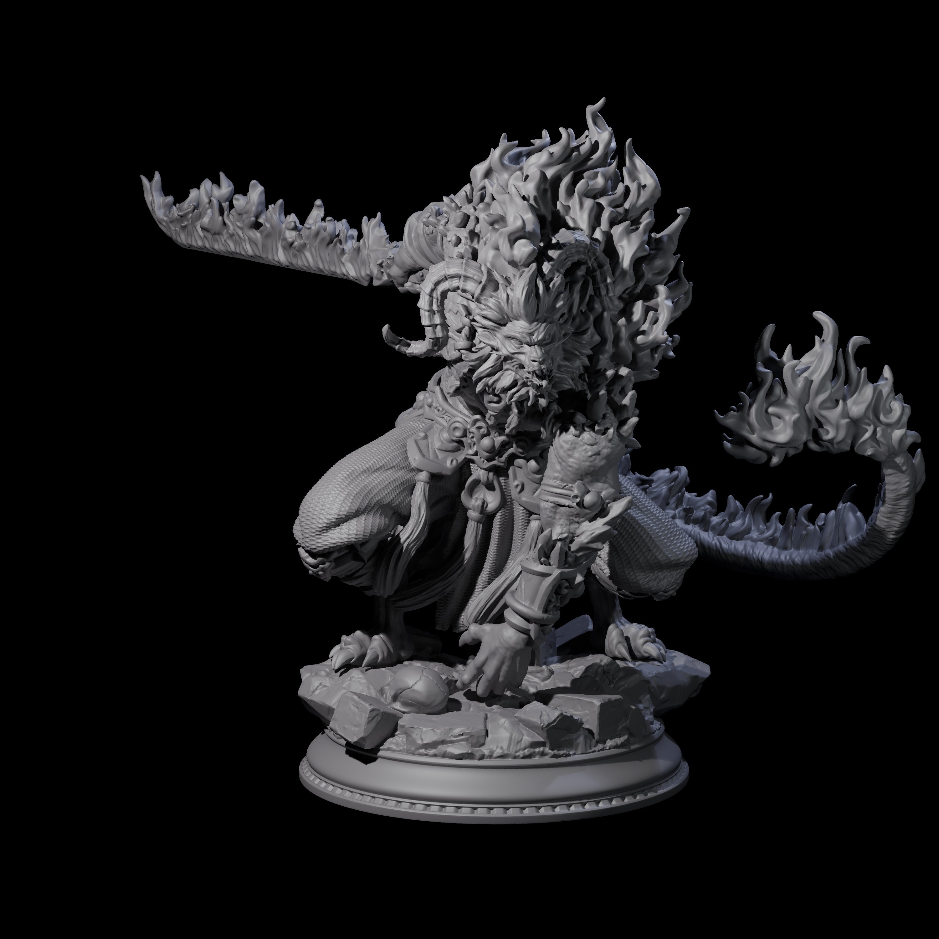 Flaming Rakshasa Miniature for Dungeons and Dragons, Pathfinder or other TTRPGs