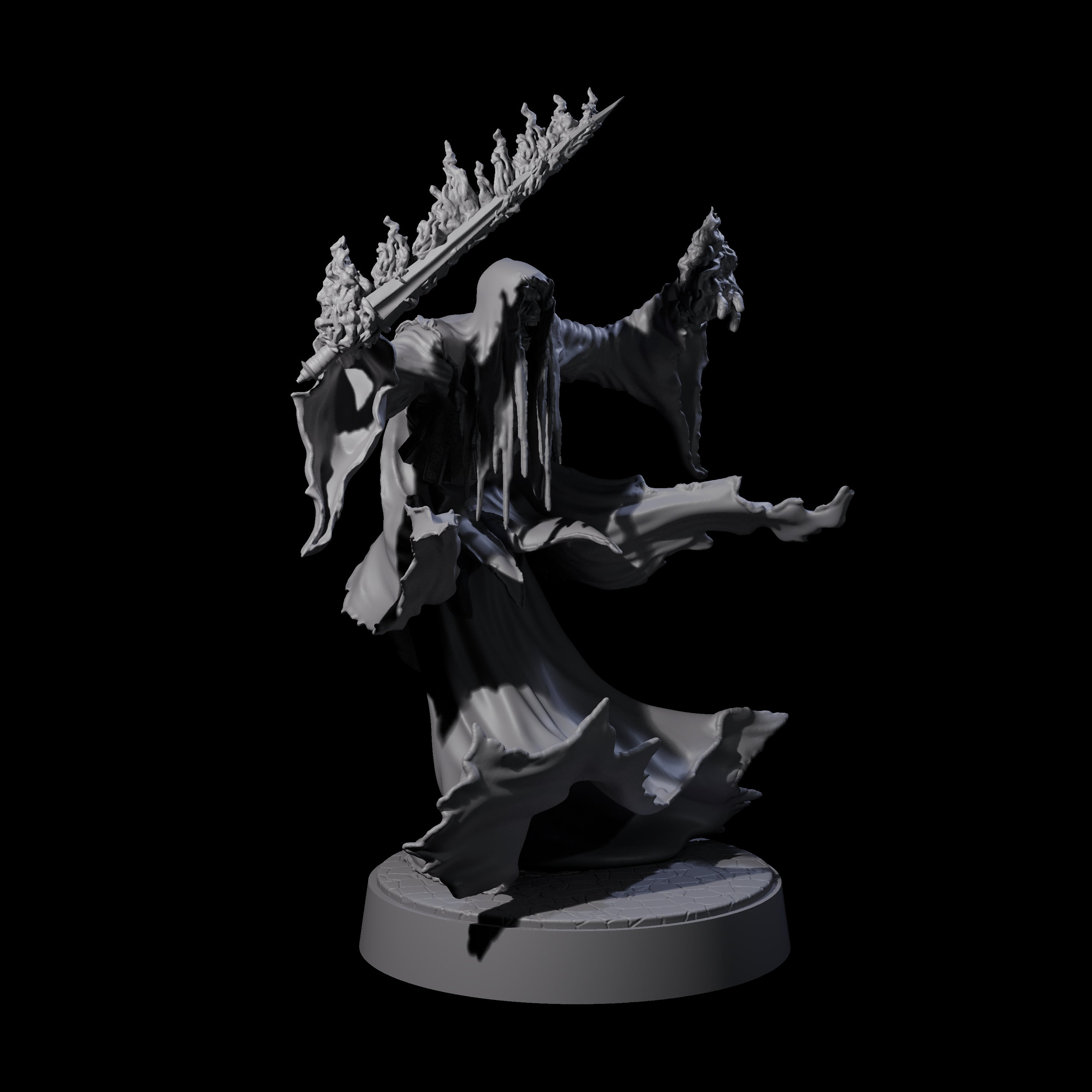 Flaming Wraith A Miniature for Dungeons and Dragons, Pathfinder or other TTRPGs