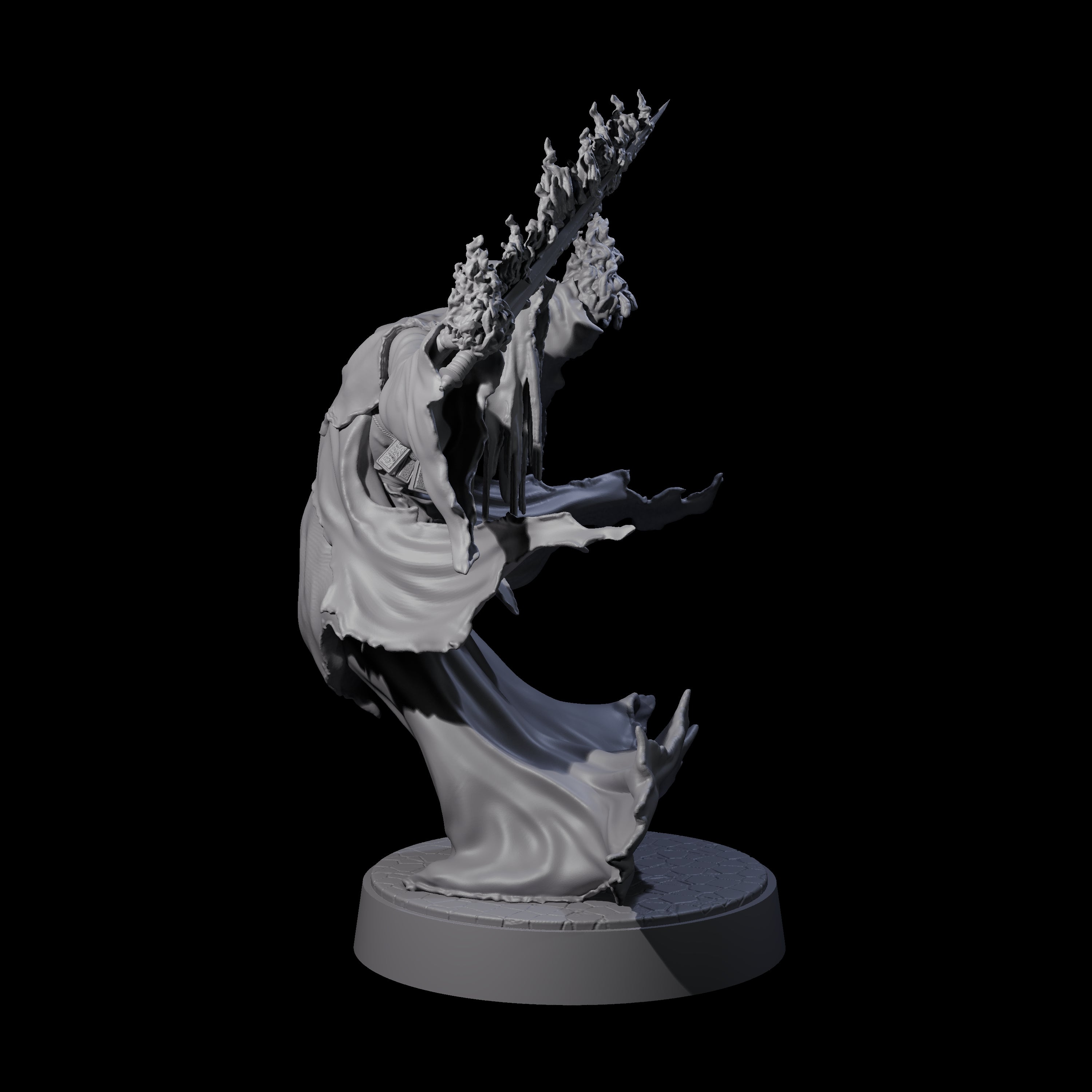 Flaming Wraith A Miniature for Dungeons and Dragons, Pathfinder or other TTRPGs
