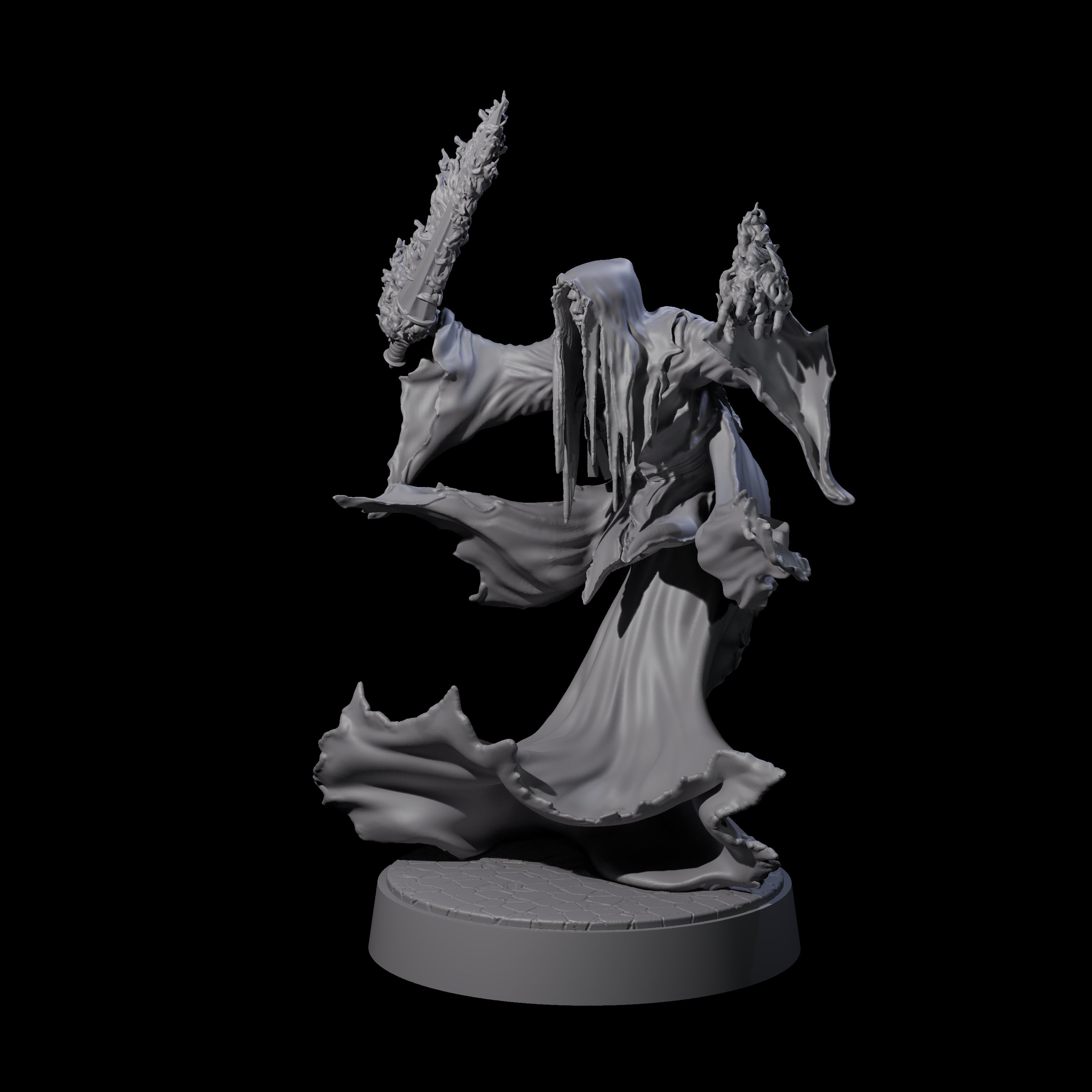 Flaming Wraith A Miniature for Dungeons and Dragons, Pathfinder or other TTRPGs