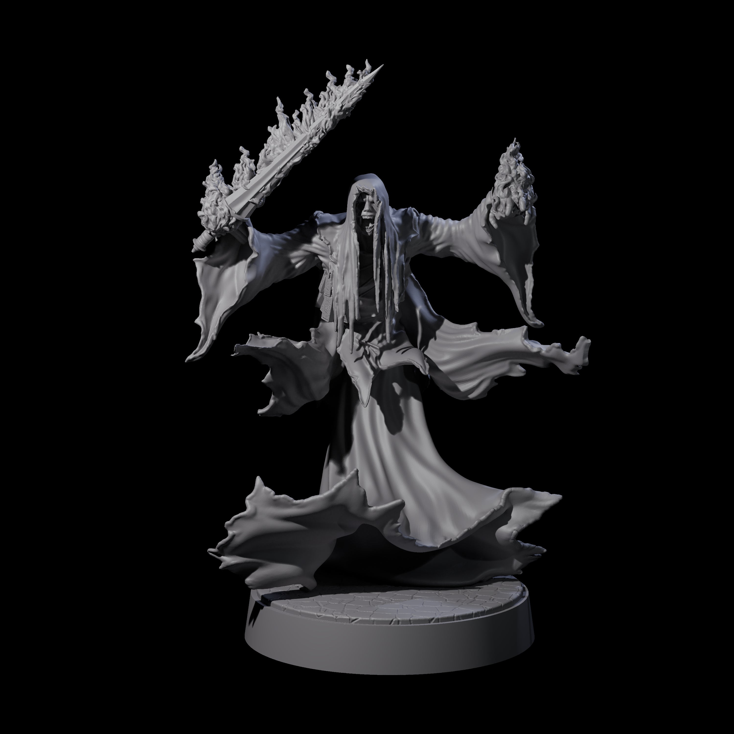 Flaming Wraith A Miniature for Dungeons and Dragons, Pathfinder or other TTRPGs