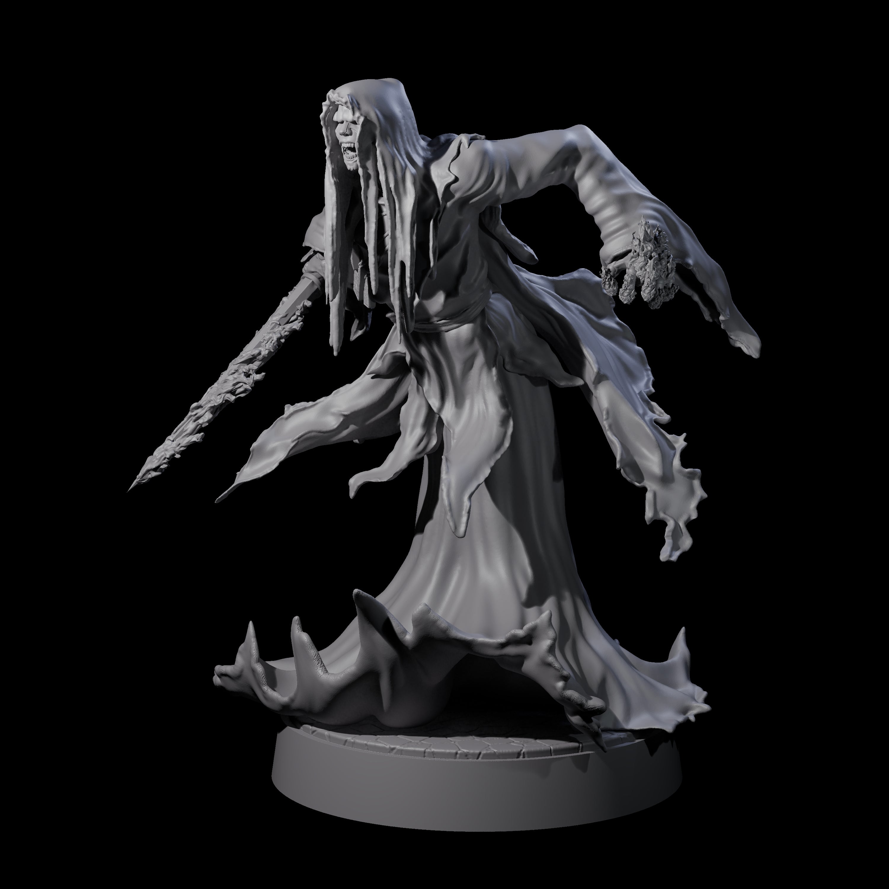 Flaming Wraith C Miniature for Dungeons and Dragons, Pathfinder or other TTRPGs