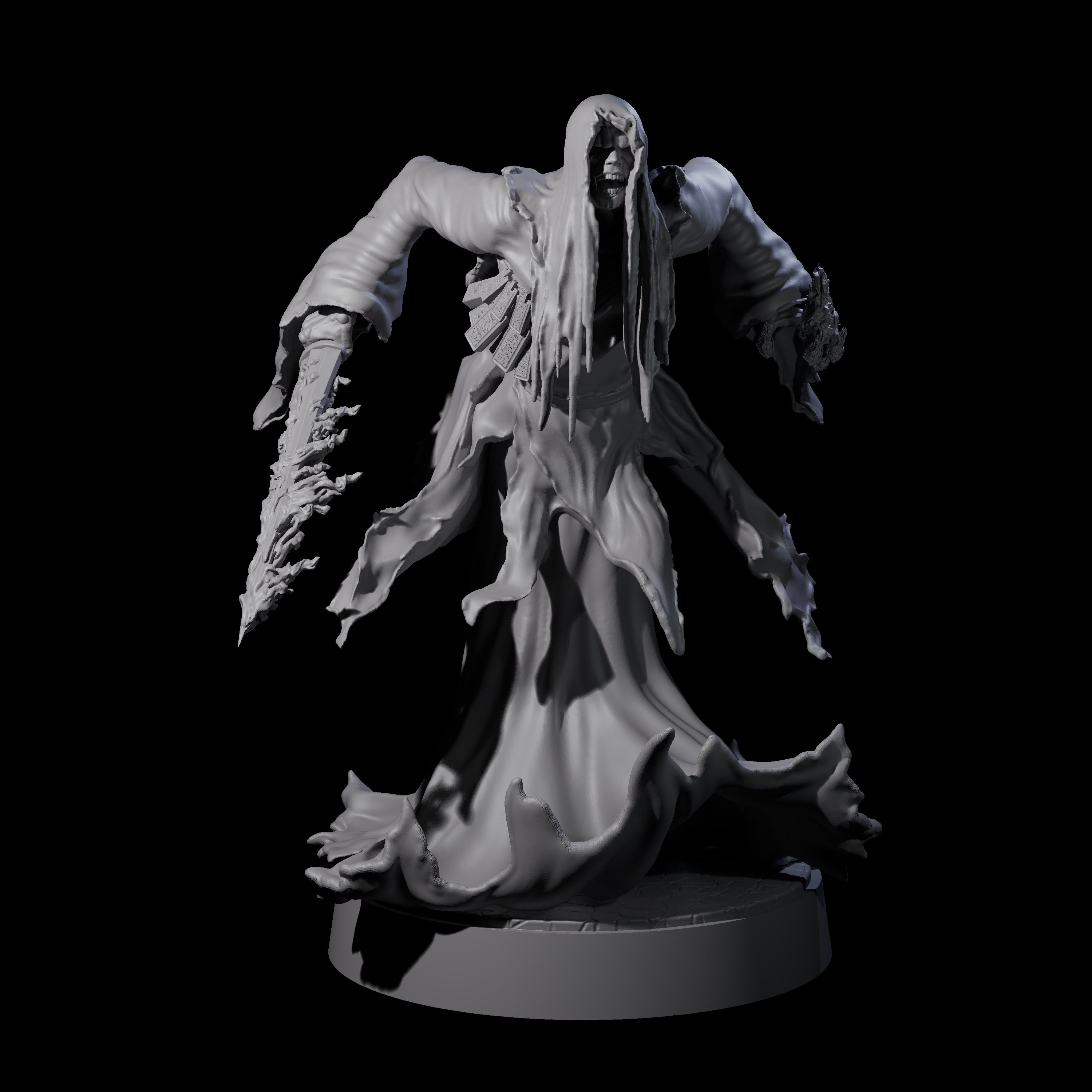 Flaming Wraith C Miniature for Dungeons and Dragons, Pathfinder or other TTRPGs