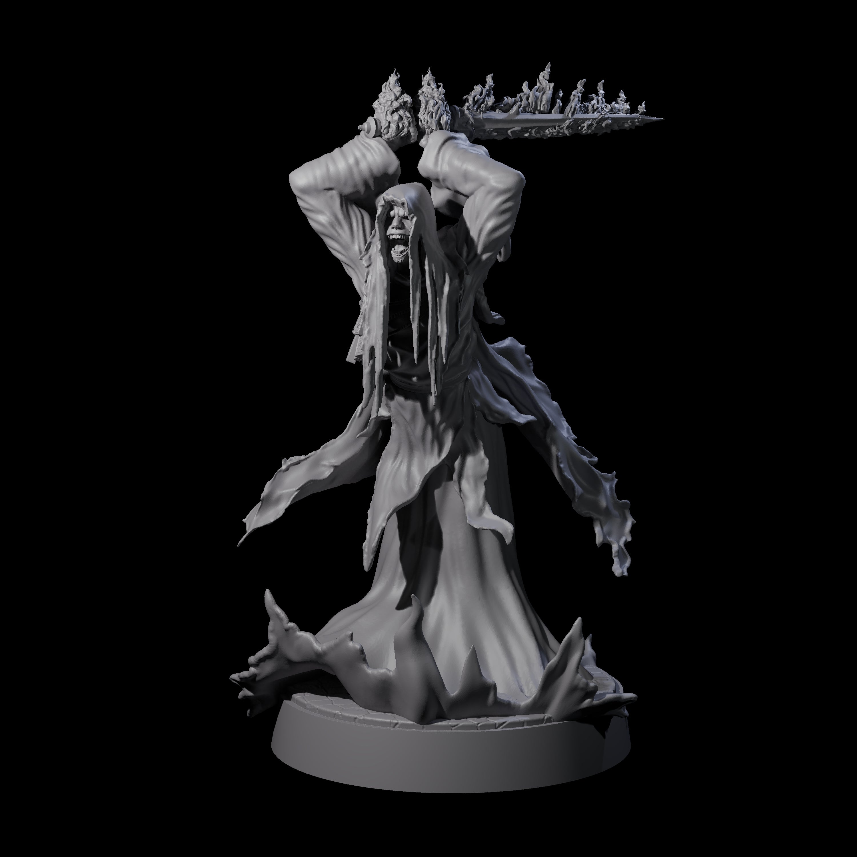 Flaming Wraith D Miniature for Dungeons and Dragons, Pathfinder or other TTRPGs