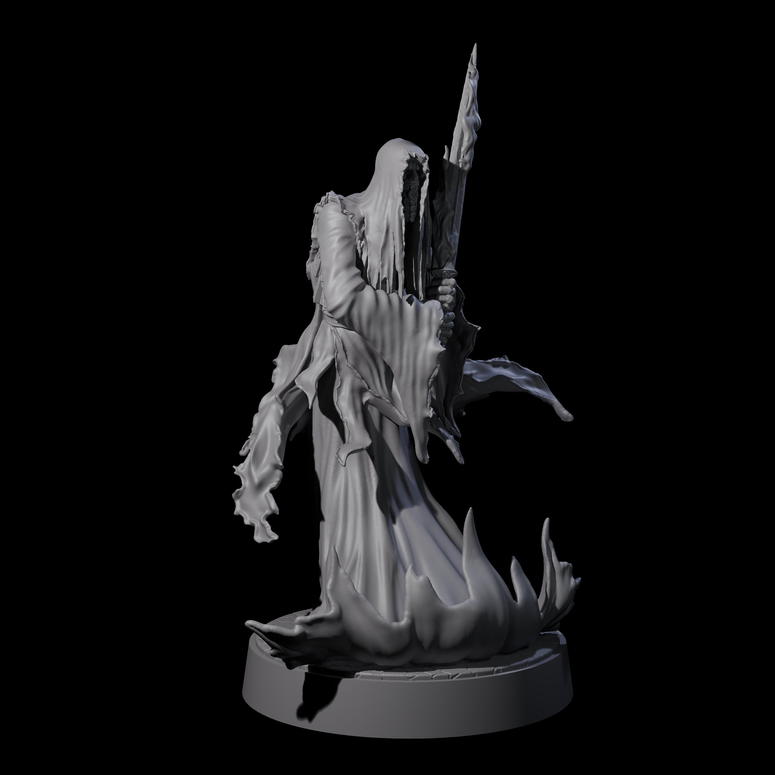 Flaming Wraith E Miniature for Dungeons and Dragons, Pathfinder or other TTRPGs