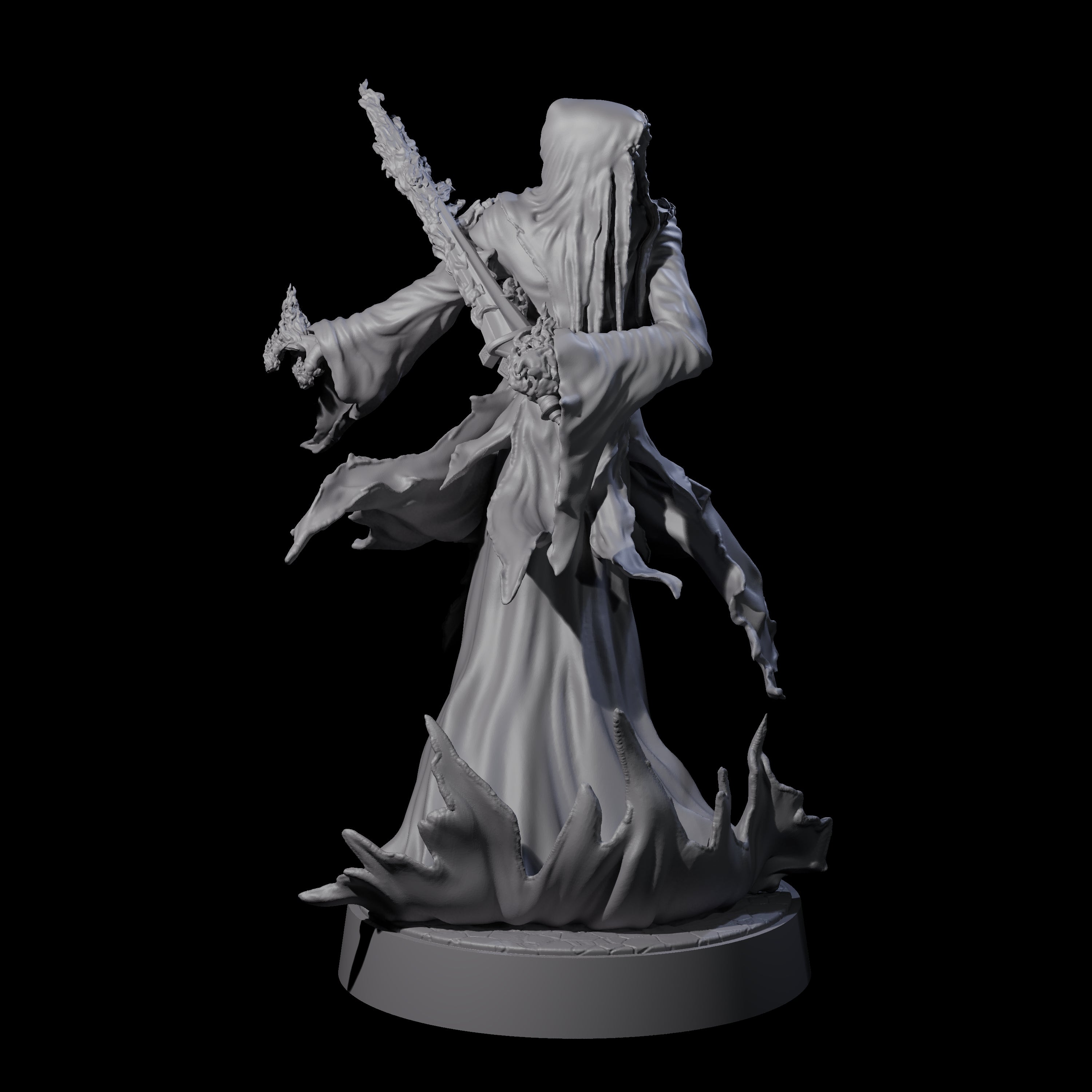 Flaming Wraith F Miniature for Dungeons and Dragons, Pathfinder or other TTRPGs