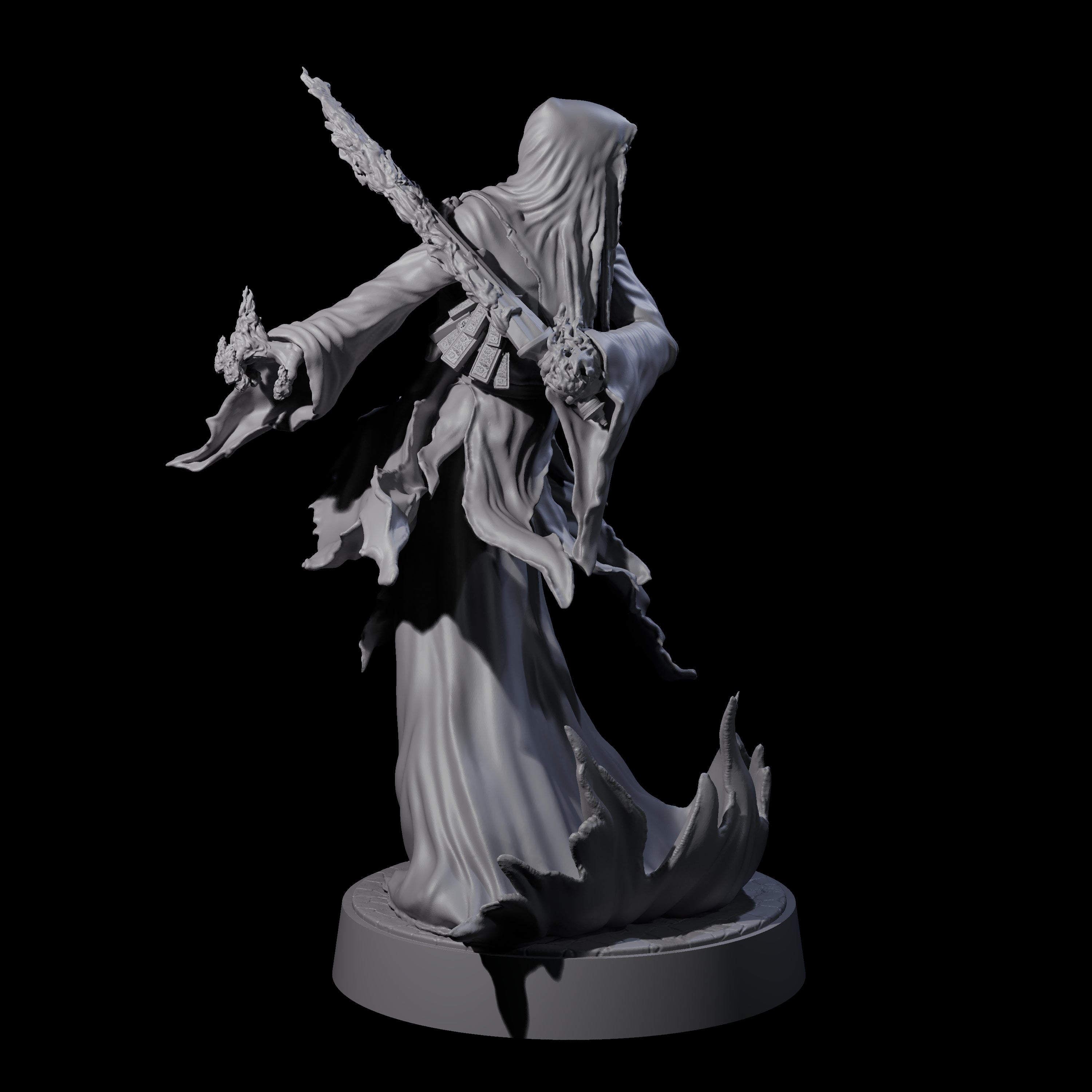 Flaming Wraith F Miniature for Dungeons and Dragons, Pathfinder or other TTRPGs