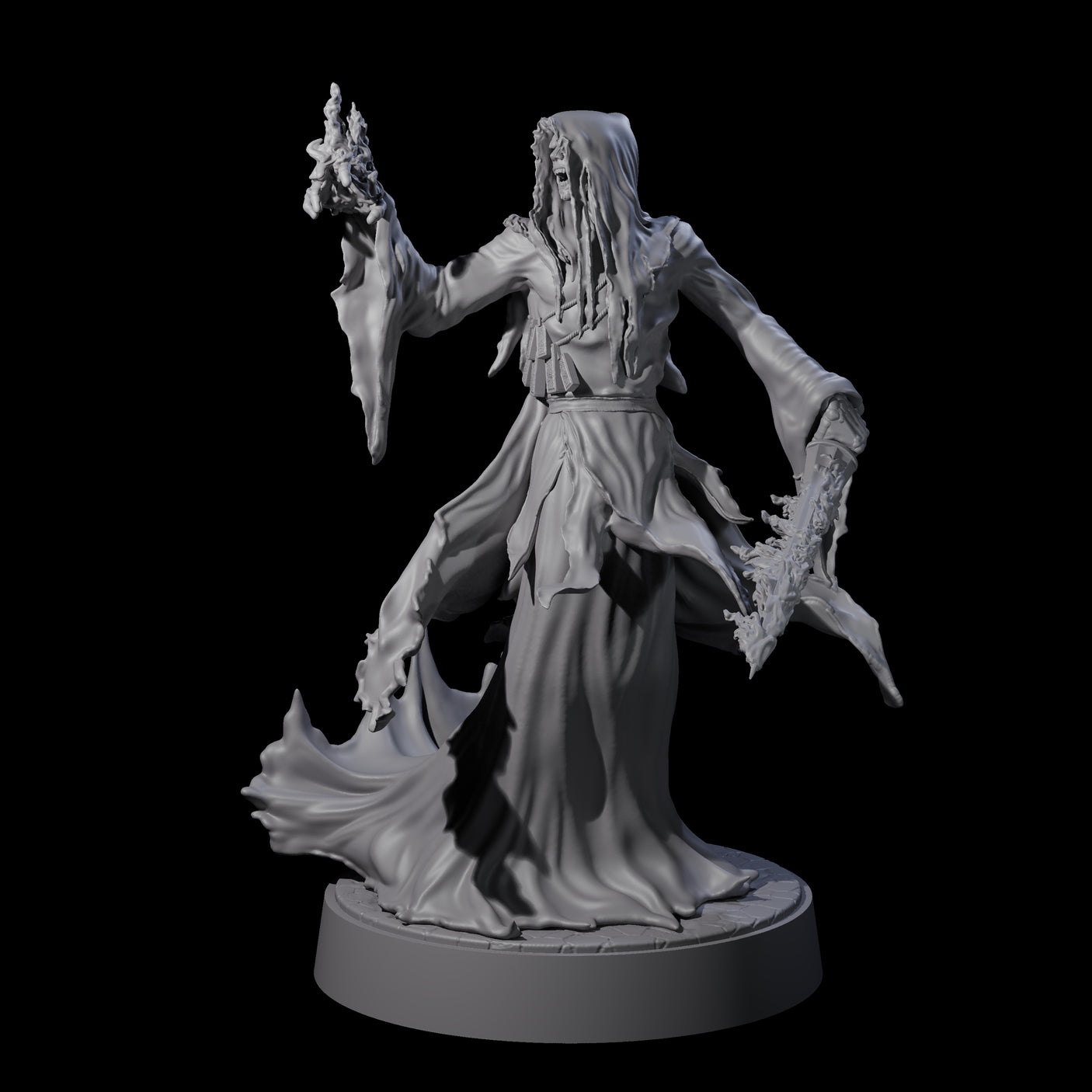 Flaming Wraith H Miniature for Dungeons and Dragons, Pathfinder or other TTRPGs