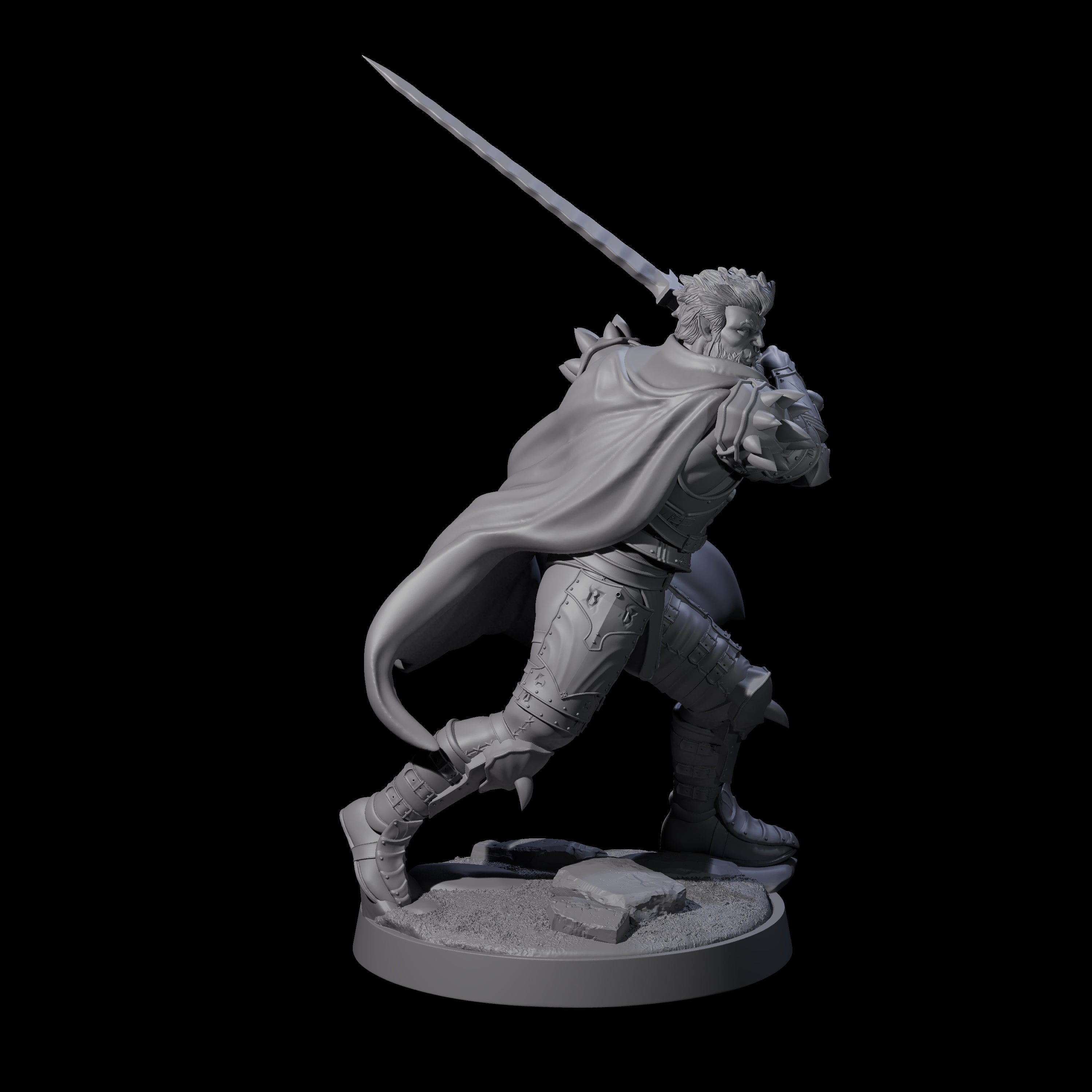 Flat Faced Elf Fighter Miniature for Dungeons and Dragons, Pathfinder or other TTRPGs