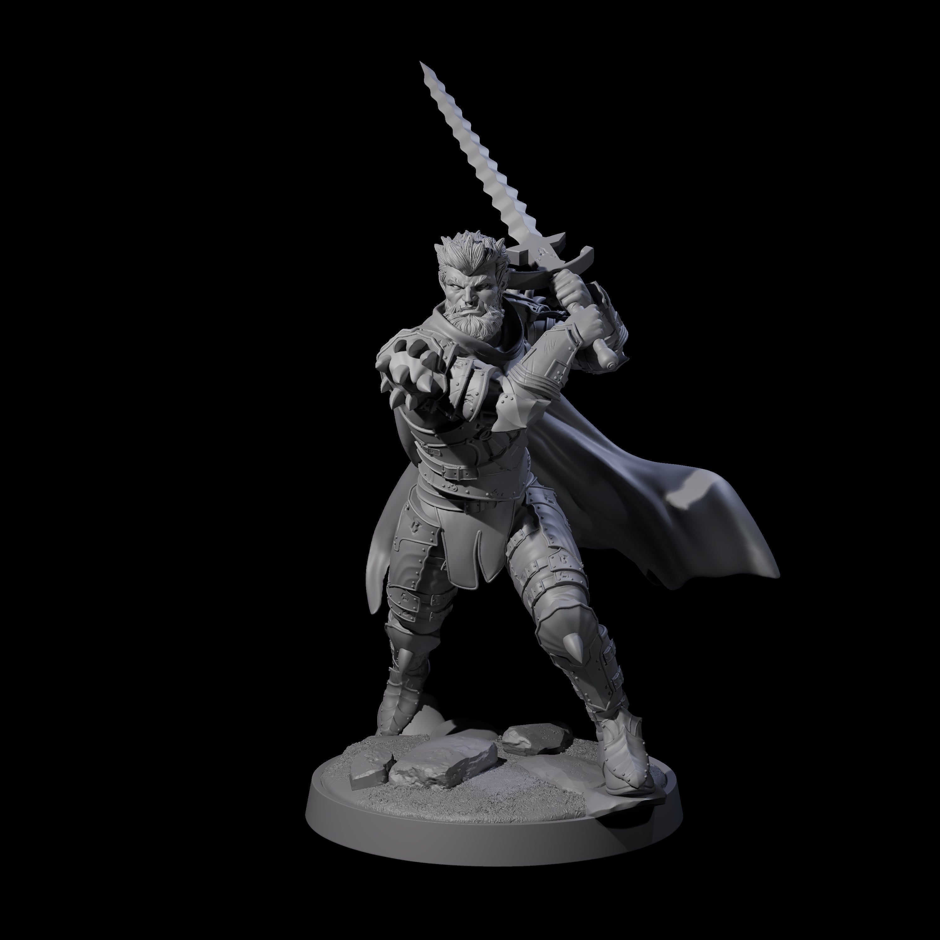 Flat Faced Elf Fighter Miniature for Dungeons and Dragons, Pathfinder or other TTRPGs