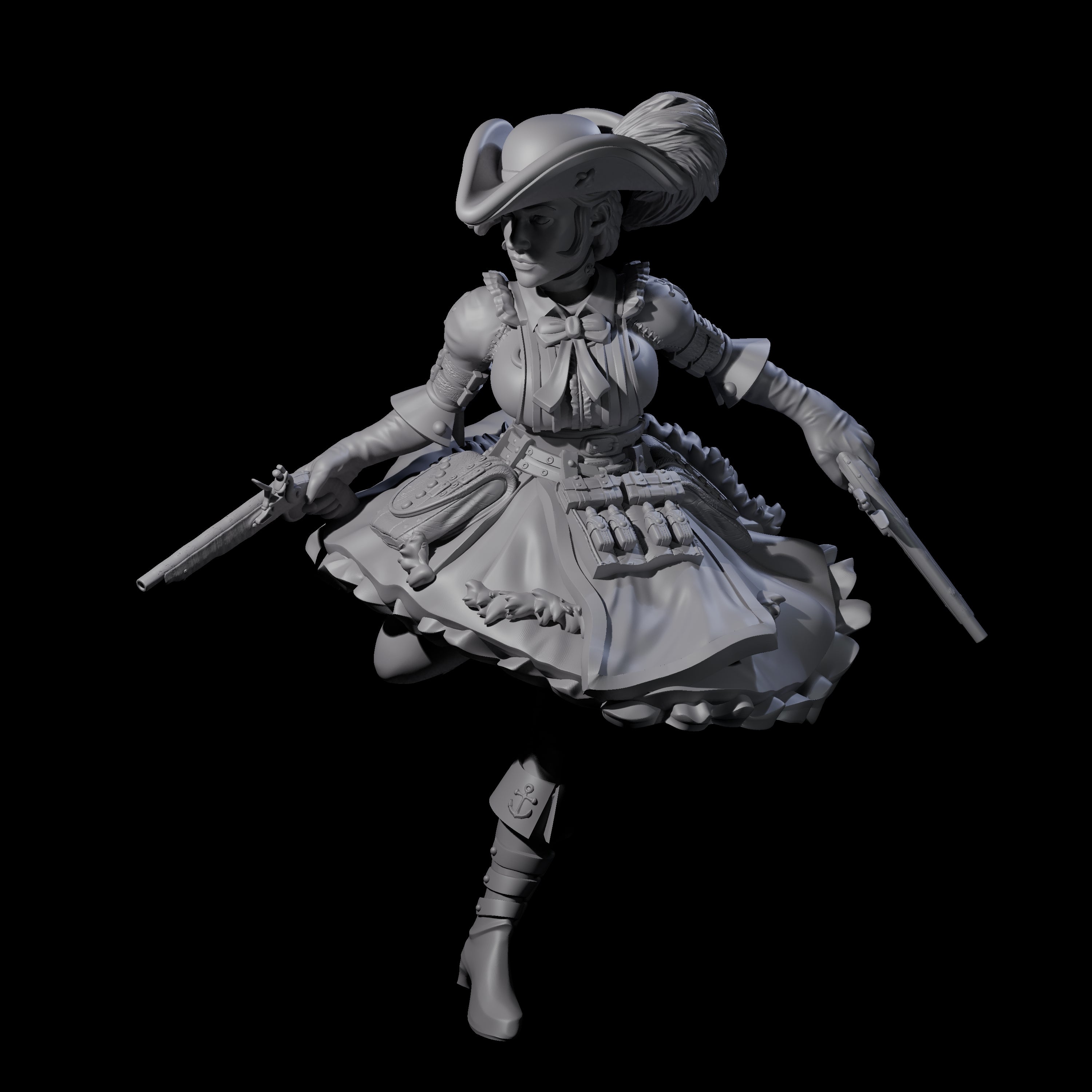 Fleeing Gunslinger Miniature for Dungeons and Dragons, Pathfinder or other TTRPGs