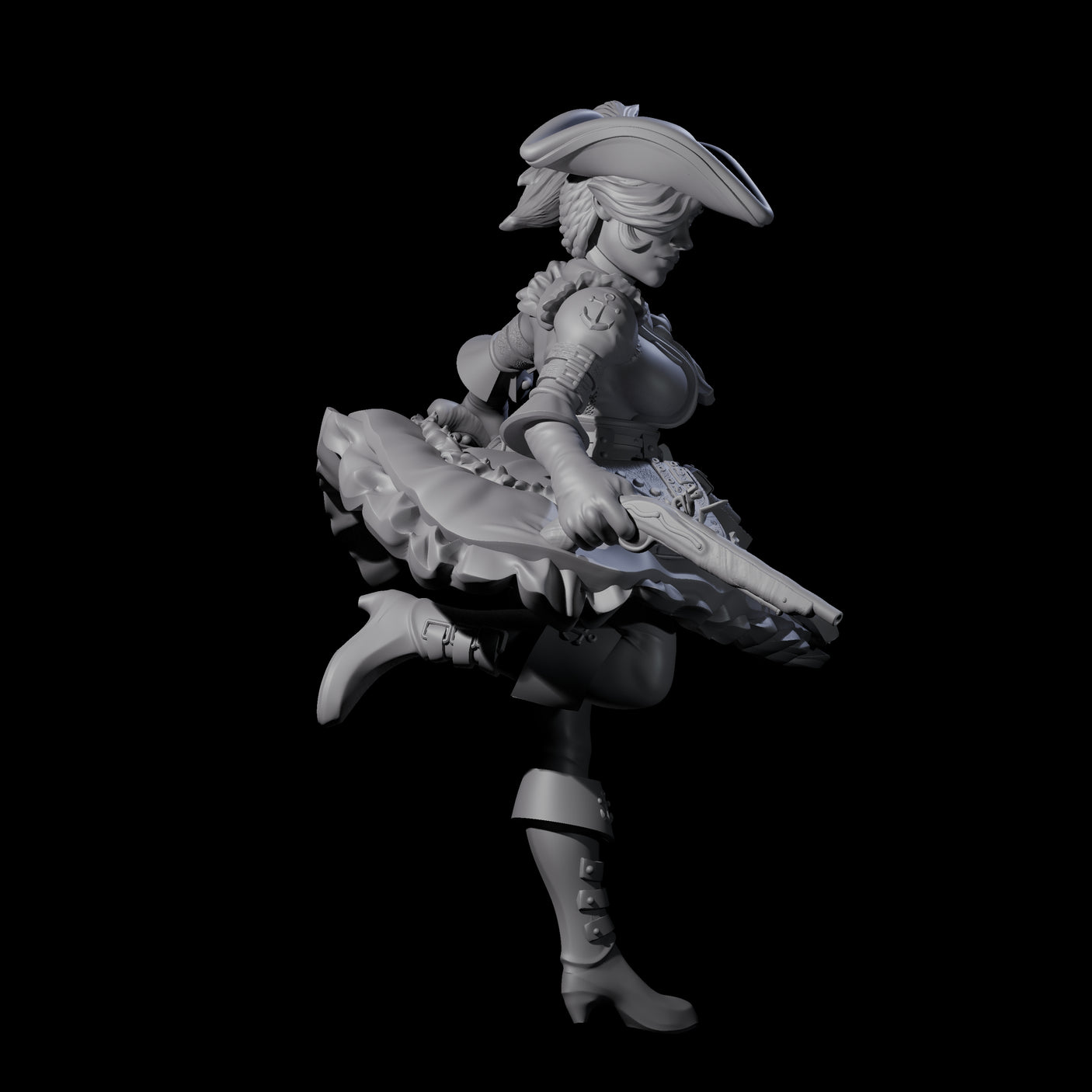 Fleeing Gunslinger Miniature for Dungeons and Dragons, Pathfinder or other TTRPGs