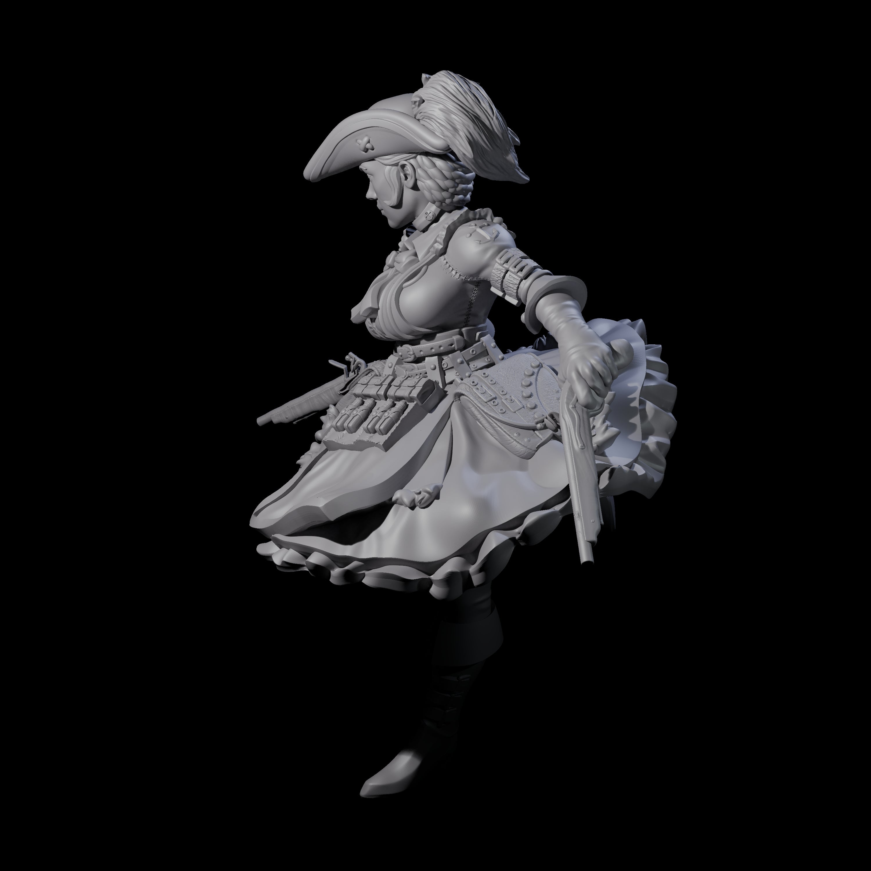 Fleeing Gunslinger Miniature for Dungeons and Dragons, Pathfinder or other TTRPGs