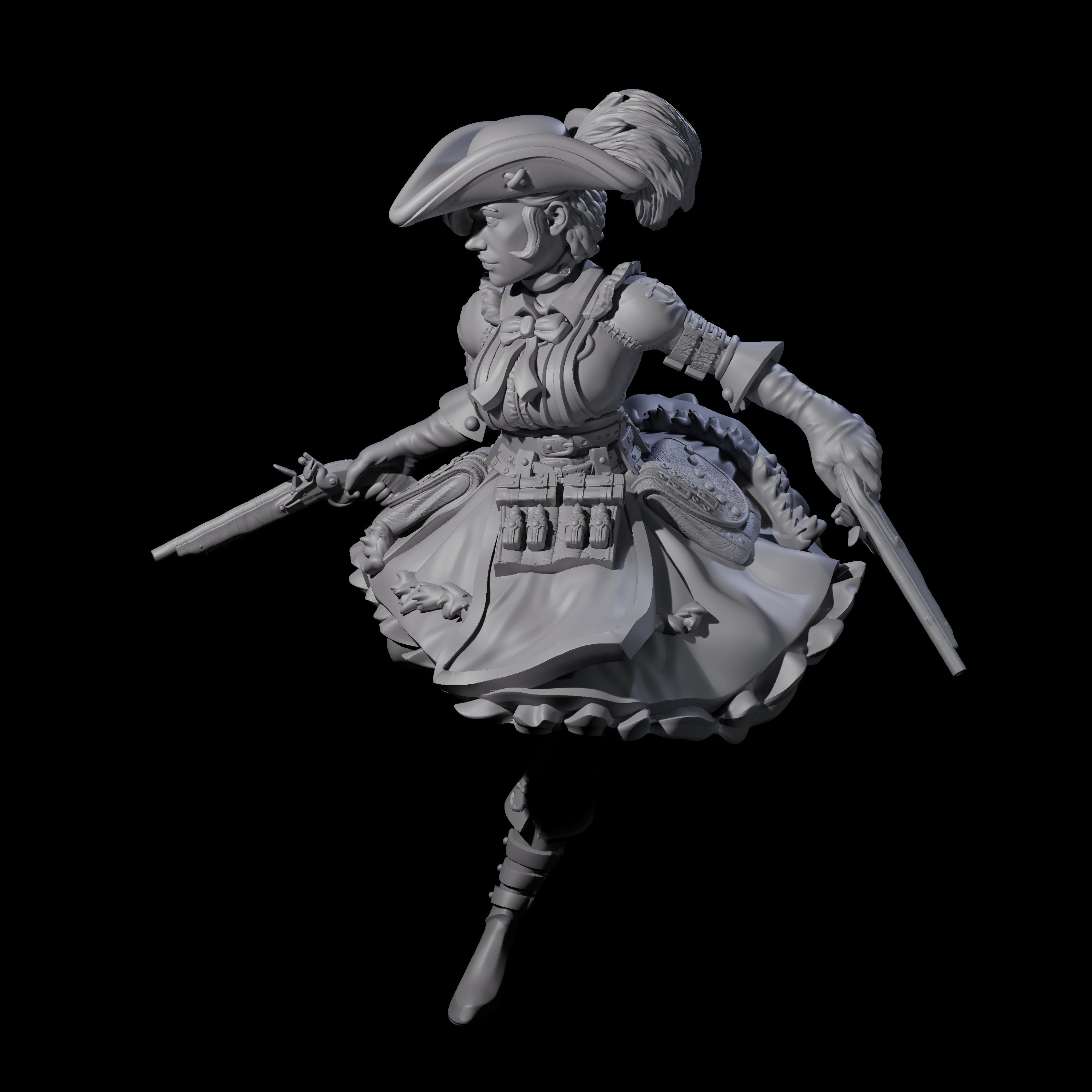 Fleeing Gunslinger Miniature for Dungeons and Dragons, Pathfinder or other TTRPGs