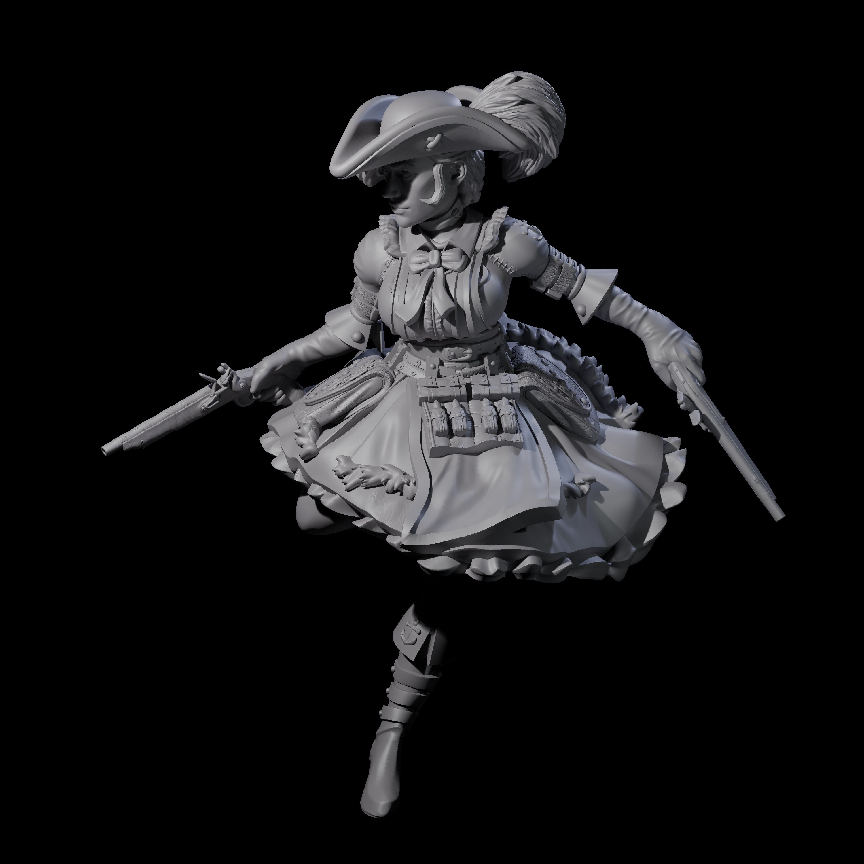 Fleeing Gunslinger Miniature for Dungeons and Dragons, Pathfinder or other TTRPGs