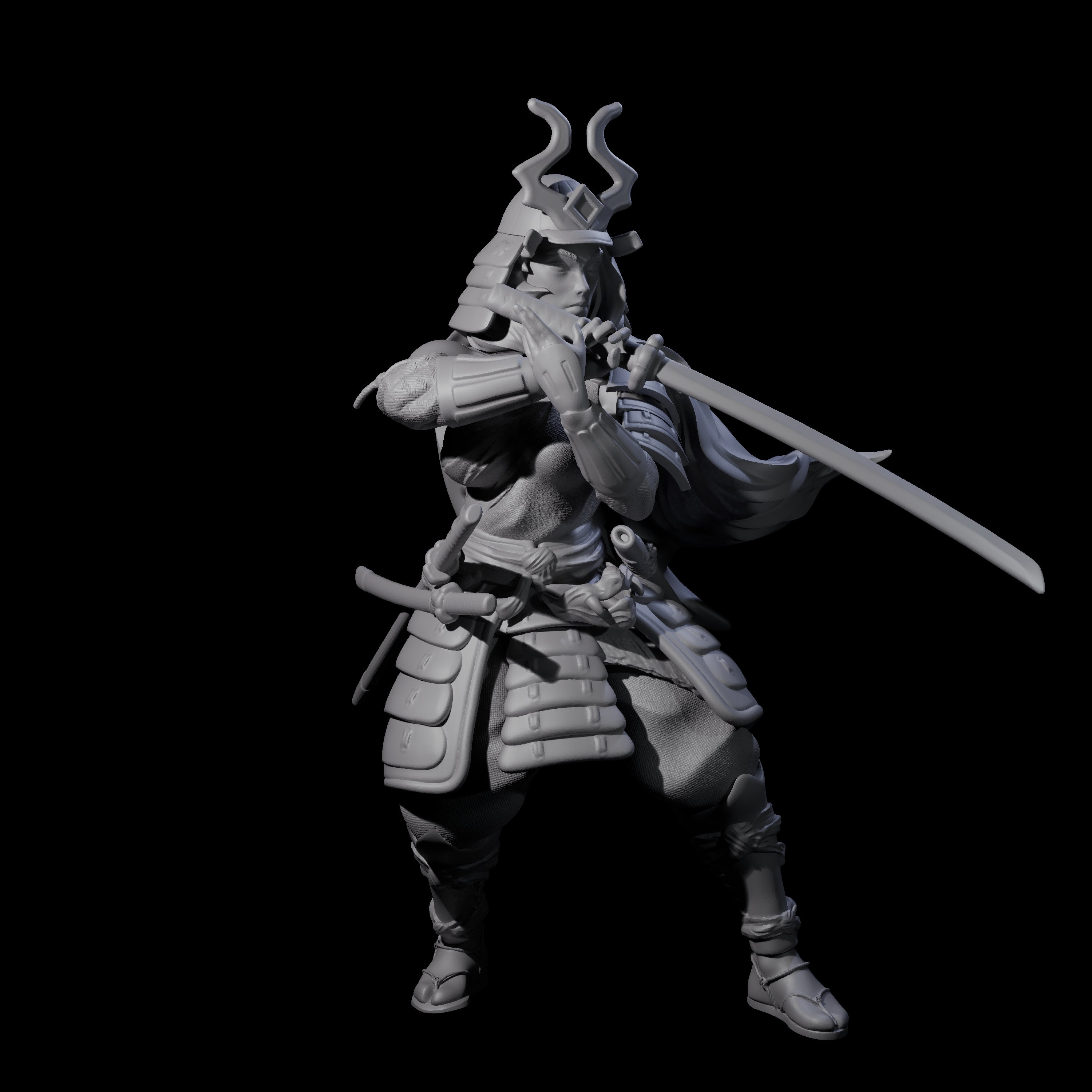 Flowing Katana Samuari Miniature for Dungeons and Dragons, Pathfinder or other TTRPGs