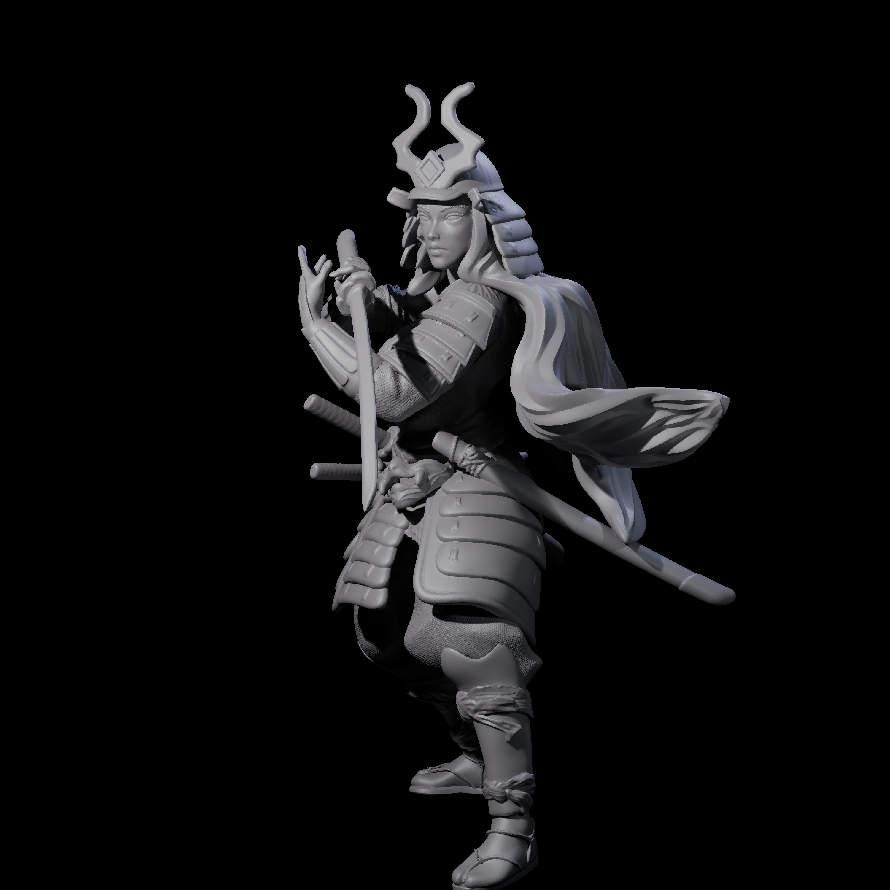 Flowing Katana Samuari Miniature for Dungeons and Dragons, Pathfinder or other TTRPGs